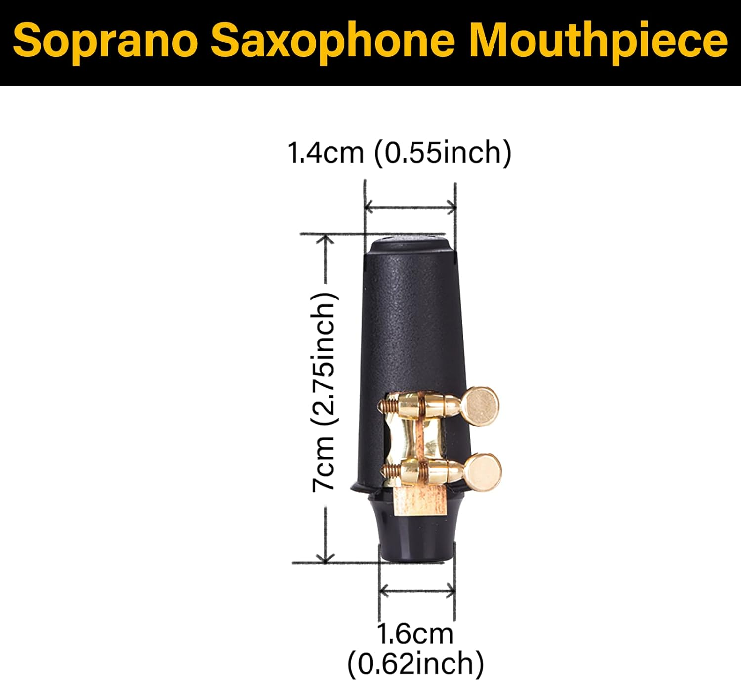 Balee 5C Soprano Saxophone Mouthpiece with Clamp, a Reed and Plastic Cap for Wind Instrument Accessory Replacement for Professional and Beginner Saxophone Players (Soprano Saxophone) - Tenor Saxophone image number 2