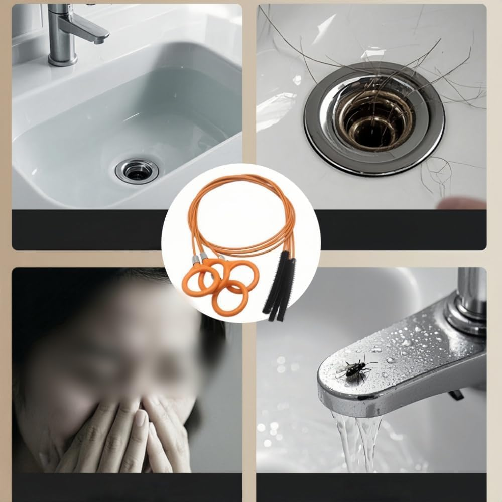 5 Pack Snake Hair Clog Remover,Plumbing Snake with Nylon Brush Head, Drain Hair Remover for Shower, Bathroom Clogs, Kitchen Sink Drain Cleaning(Orange) image number 2