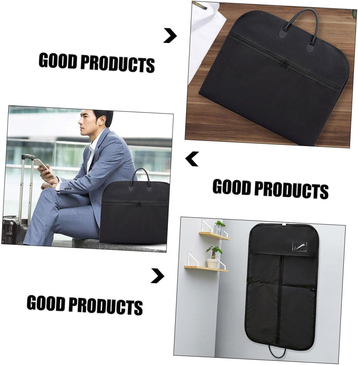HOMOCONO Portable Suit Garment Bag Oxford Business Suit Bag Travel Cover Hanging Double Handles for Men Women image number 2
