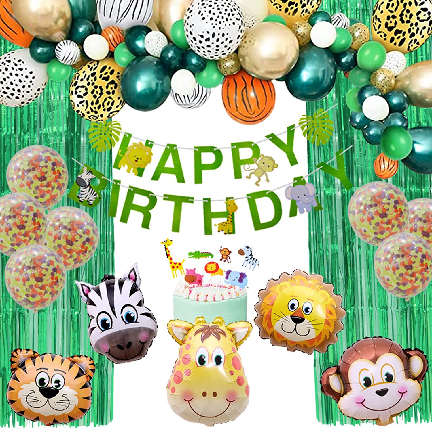 Birthday Decorations,Birthday Balloons for Animal Party Decorations,Balloons Garland Kit Includes Banner, Cake Topper image number 5
