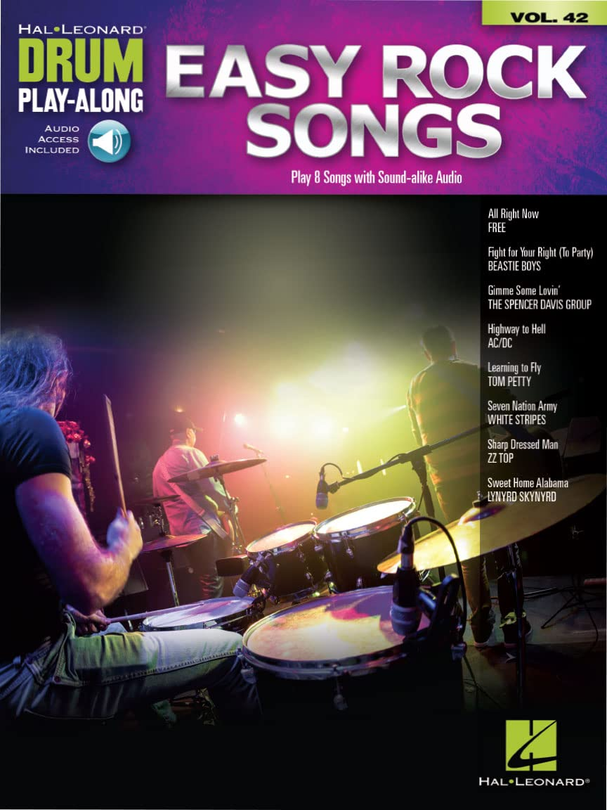 Hal Leonard Easy Rock Songs Drum Play-Along Volume 42 Book