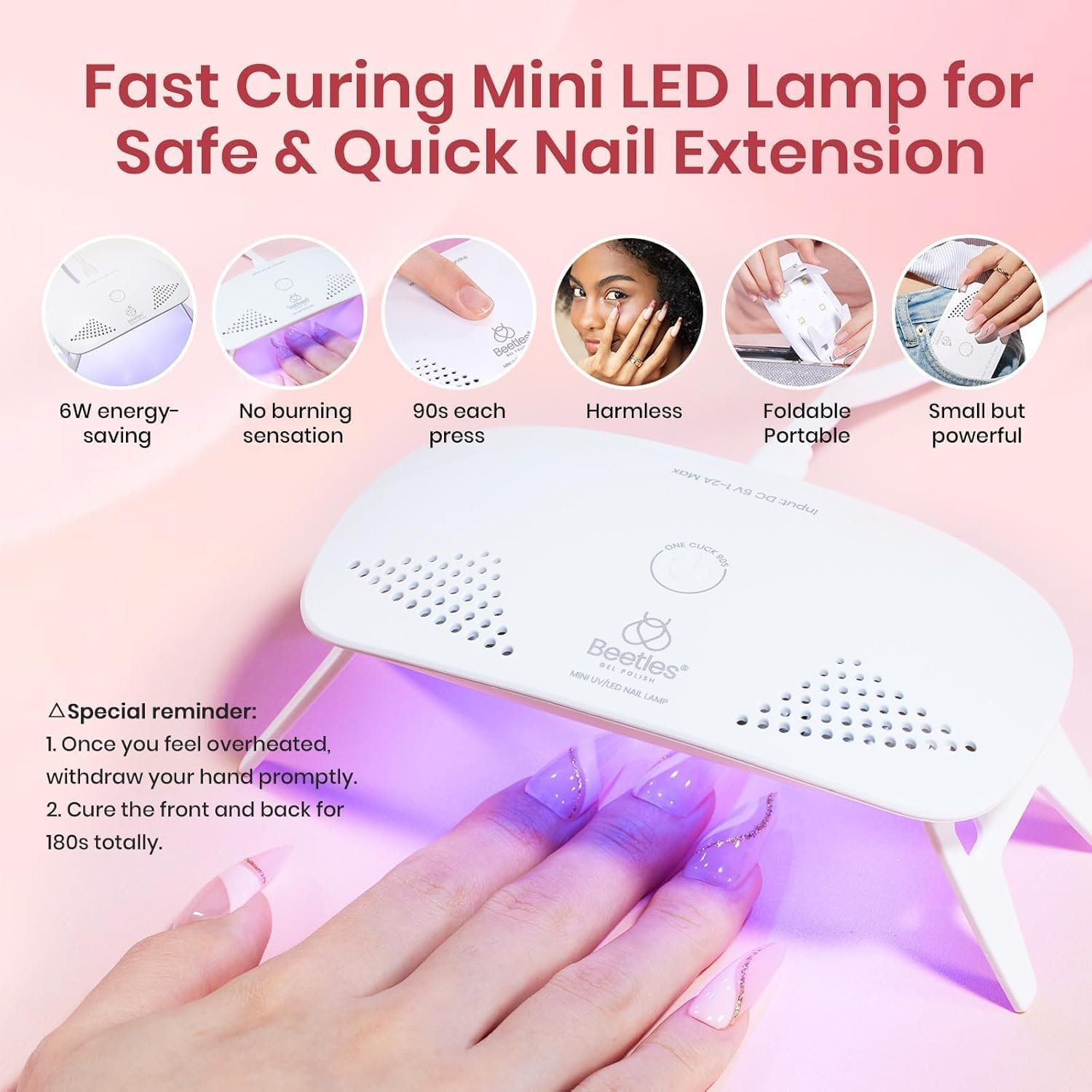 Beetles Gel Polish Poly Nail Gel Kit with Uv Light Starter Kit-6 Colors Clear Nude Pink Neutral Spring Colors All in One Kit Poly Nail Extension Gel Set Builder Hybrid Jelly Gel with Base Top Coat