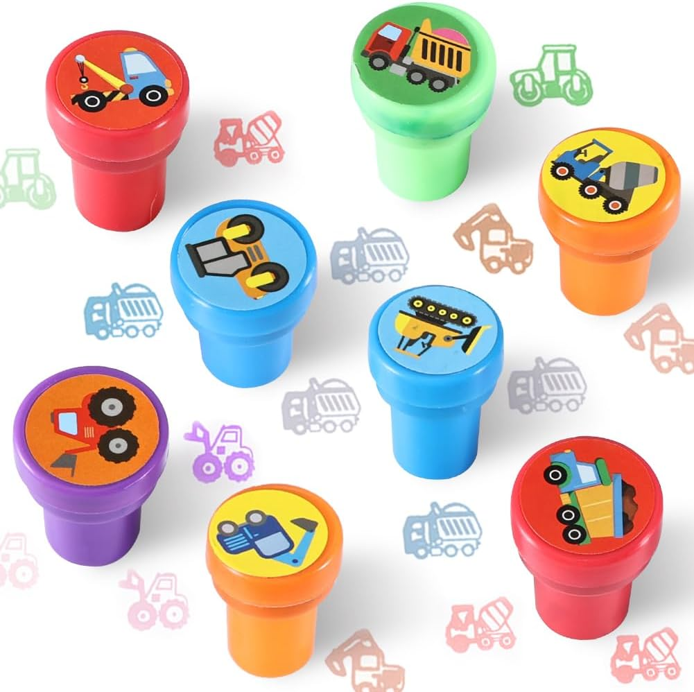 Pack of 20 Digger Children'S Stamps, Self-Inking Construction Truck Stamps, Construction Party Favours for Children'S Birthday, Party Accessories, Construction Site Stamp, Classroom Rewards image number 1