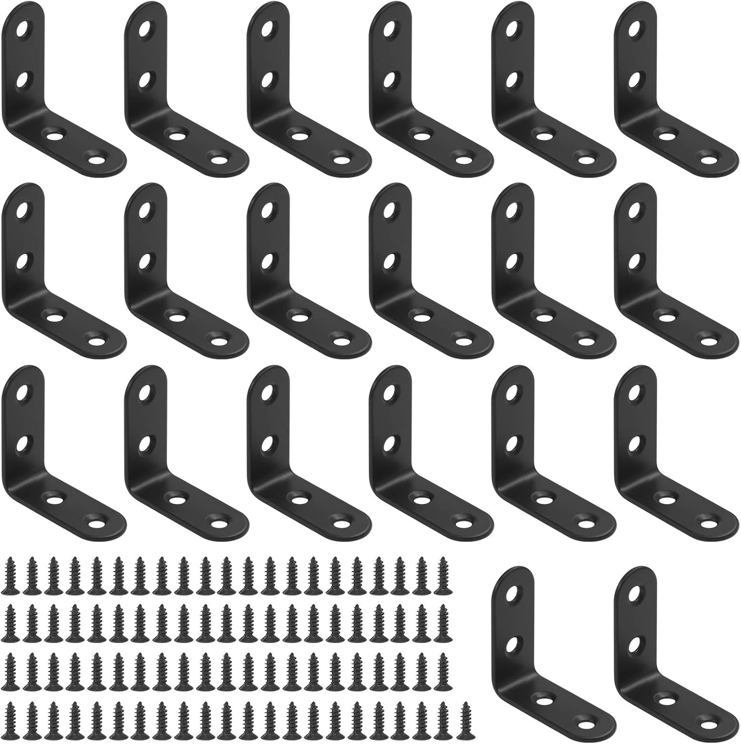 Glarks 20 Set 40Mm Black L Angle Bracket Corner Brace Joint Fastener for Wood Chair Bookshelf Board Window Furniture Cabinet (40X40X2Mm) image number 3