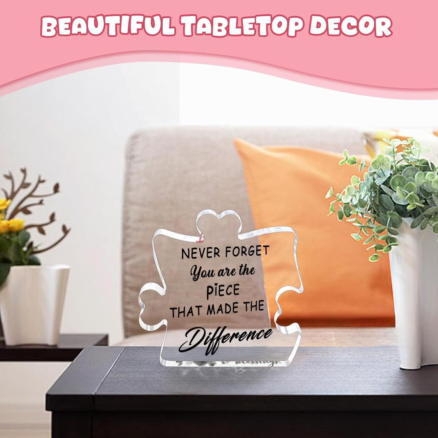 Leaving Gifts for Colleagues Women, Thank You Gifts for Men Thank You Gifts for Women Friend Puzzle Piece Acrylic Plaque Teacher Gifts for Retired Female Leaving Presents for Colleagues image number 3