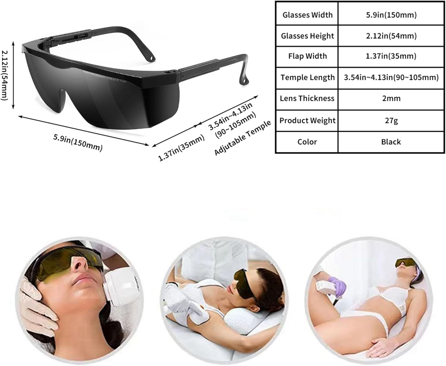 Broad-Spectrum Safety Goggles (190-2000Nm) for IPL Hair Removal & Cosmetic Procedures &ndash; Essential Eye Protection for Practitioners image number 4