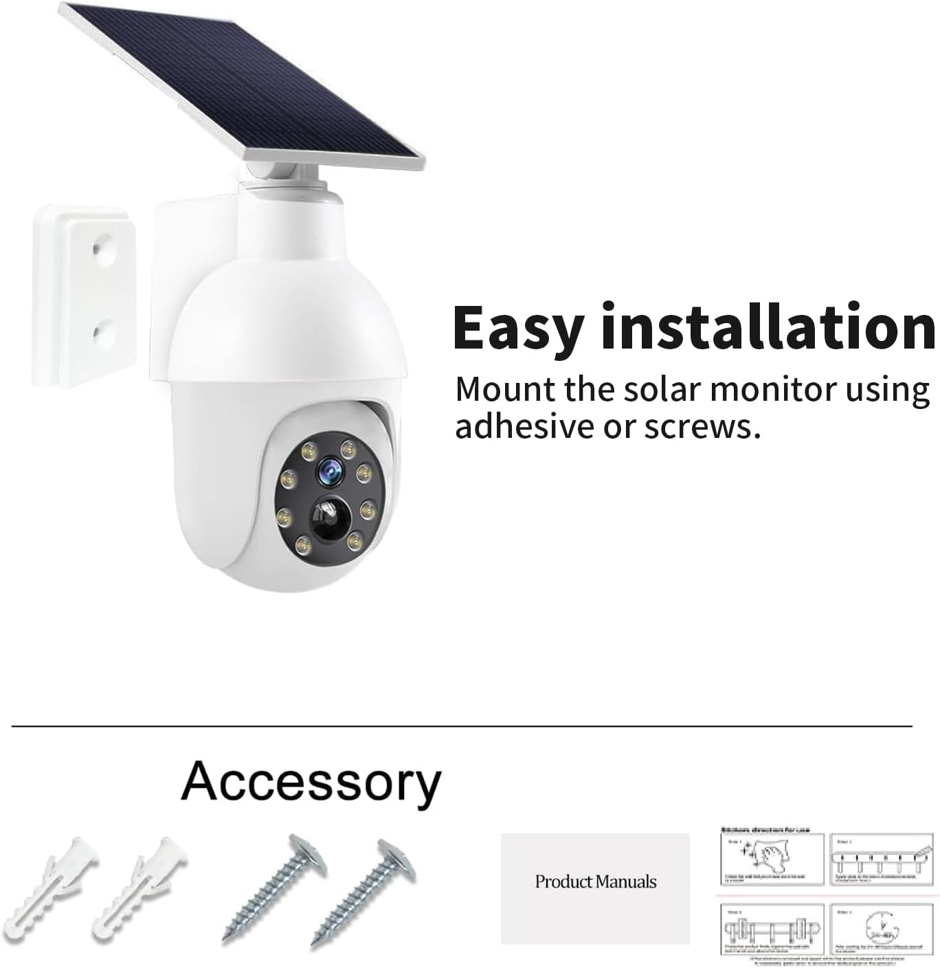 Rhoyee Solar Powered Dummy Surveillance Camera Light &ndash; 360&deg; Ultra-Bright LED Floodlight with Motion Sensor, Flashing Red Light, IP66 Waterproof Outdoor Security Decoy for Porch, Yard, Patio & Driveway image number 2