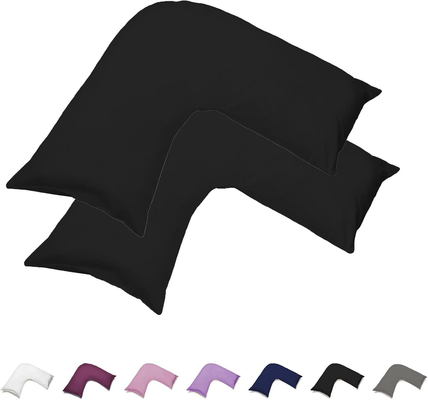 CLOUDPUFF 1000TC Ultra Soft Brushed Microfibre V Shape/Tri/Boomerang Pillowcase Wrinkle, Fade and Stain Resistant with Envelope Closure (2, Black) image number 3