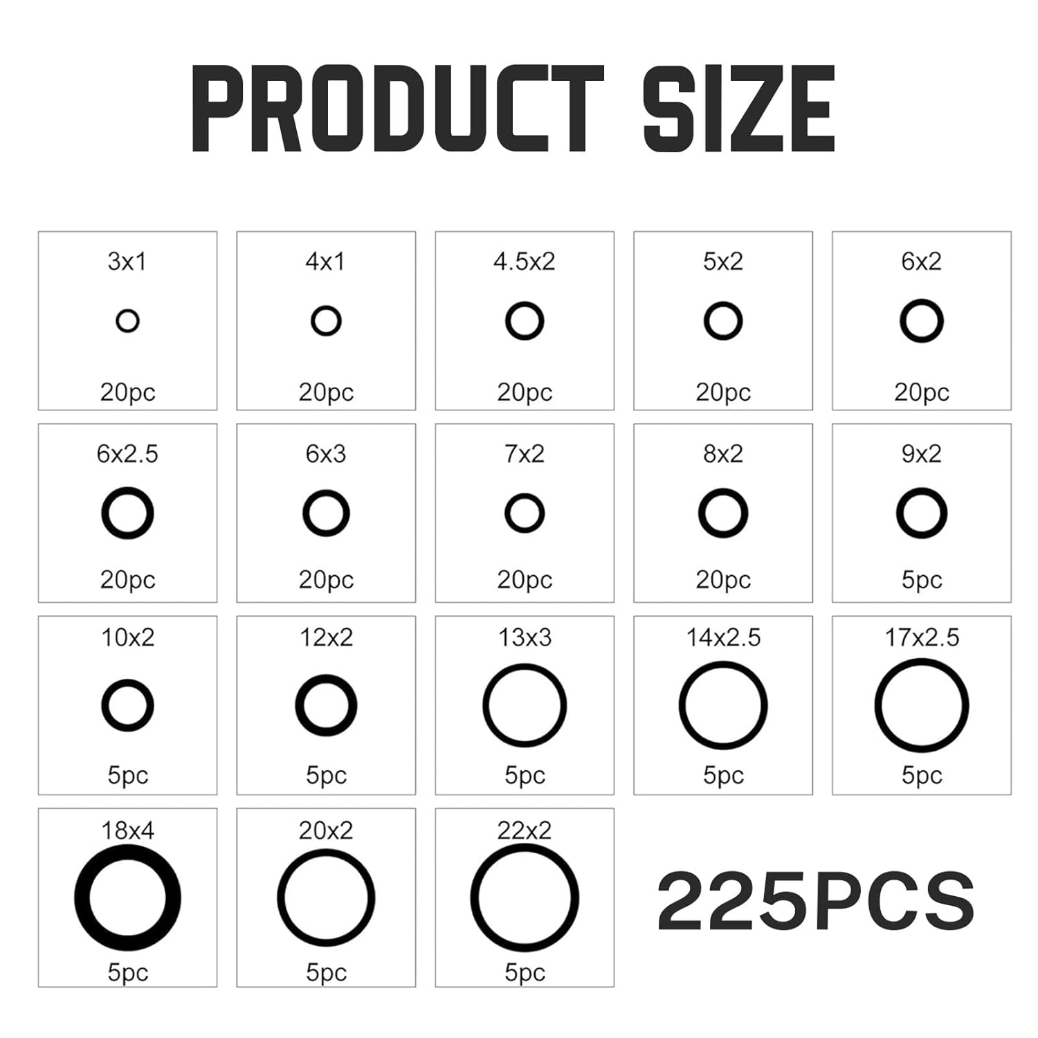 225 Pcs O Ring Seal Set,Nitrile Butadiene Rubber O Rings Set,18 Different Sizes,Rubber O Ring Kit Gasket Washer Seals with Classification Box for Plumbing,Faucet Tap,Auto Repair,Gas Connection image number 5