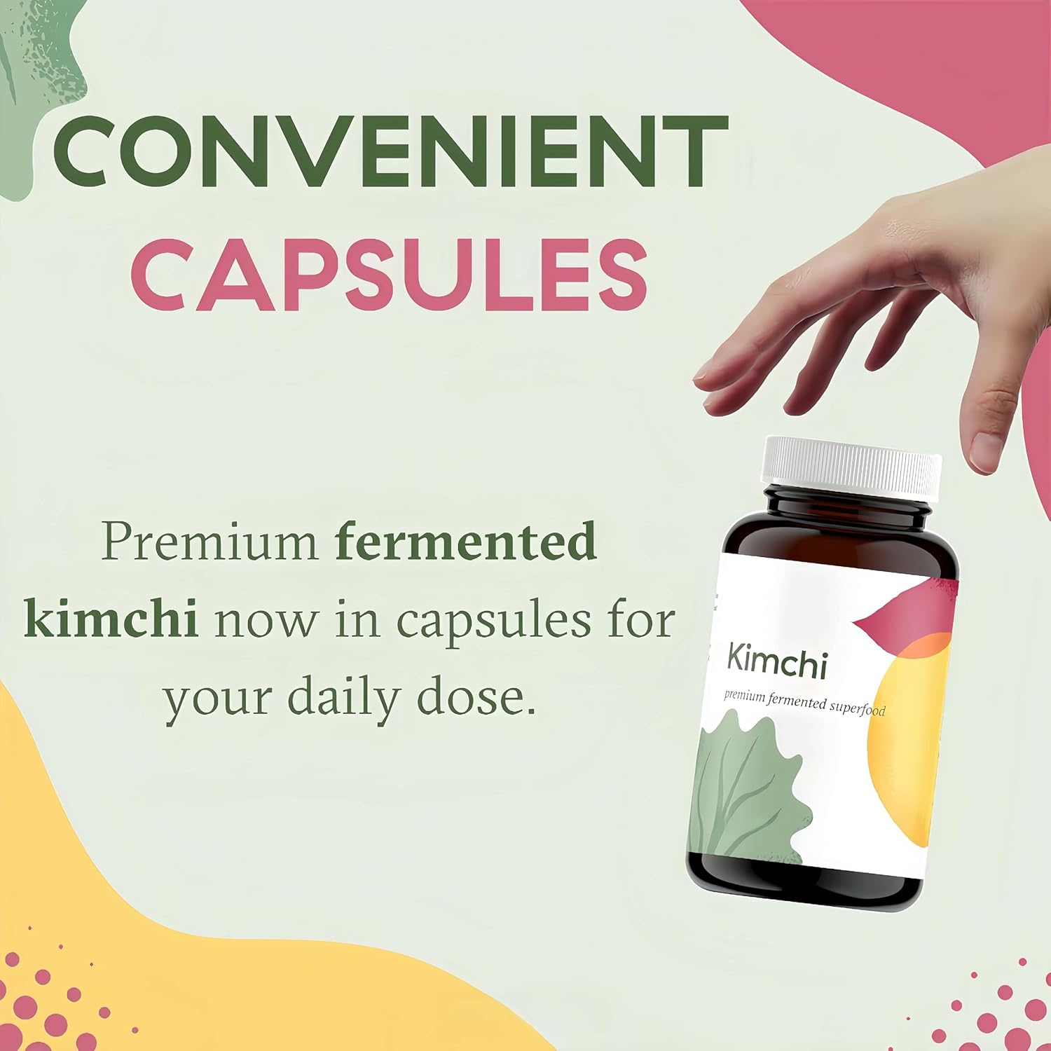 Gut Health, Immunity Enhancement, Anti-Aging, Kimchi Powder Capsules, Vegan, Non-Gmo