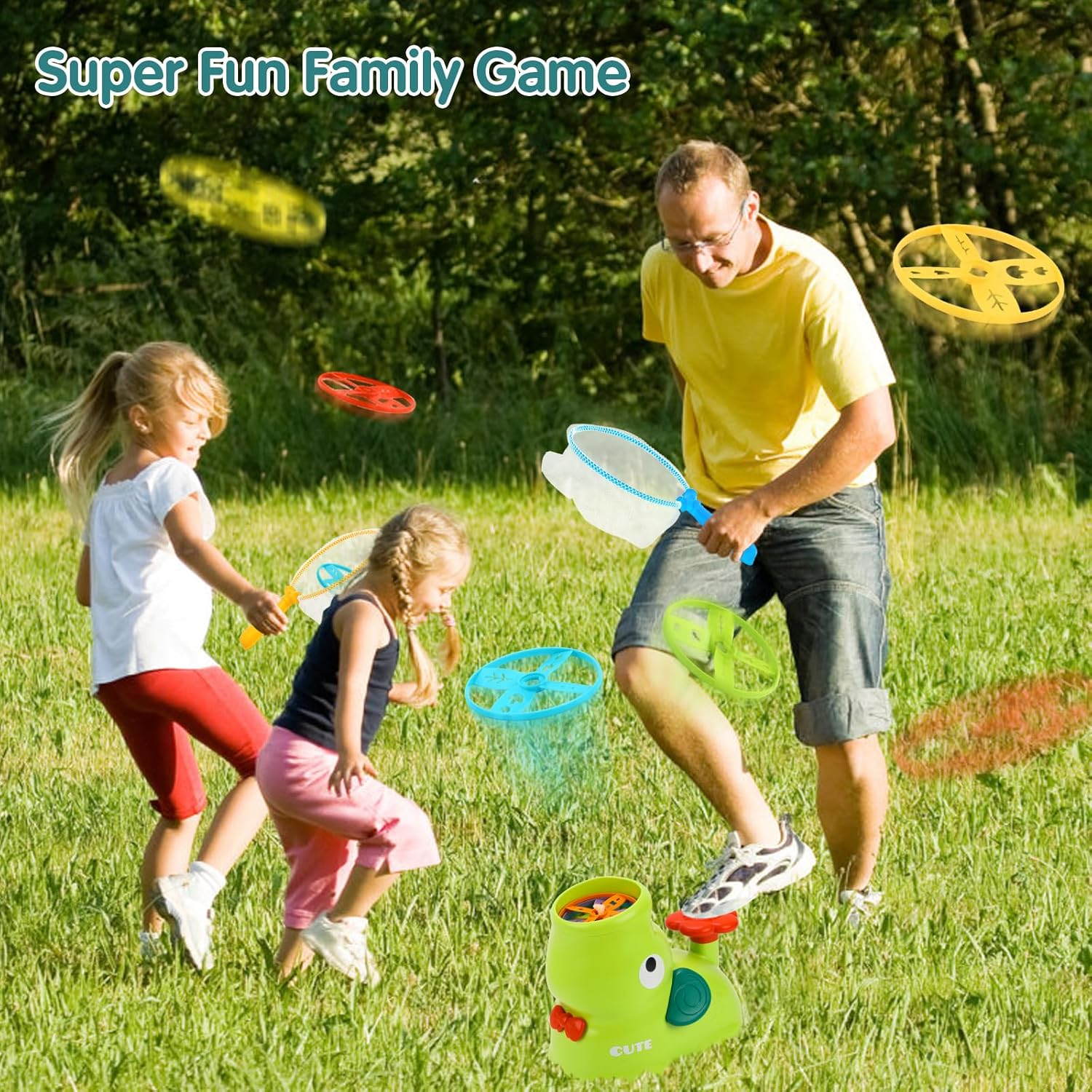 Kaekid Indoor Outdoor Toys for 3+ Year Old Kids - Flying Discs Launcher Toy with 2 Catch Nets, Birthday Fun Gifts Toys for 3 4 5 6 Year Old Girl Boys (Elephant) image number 3