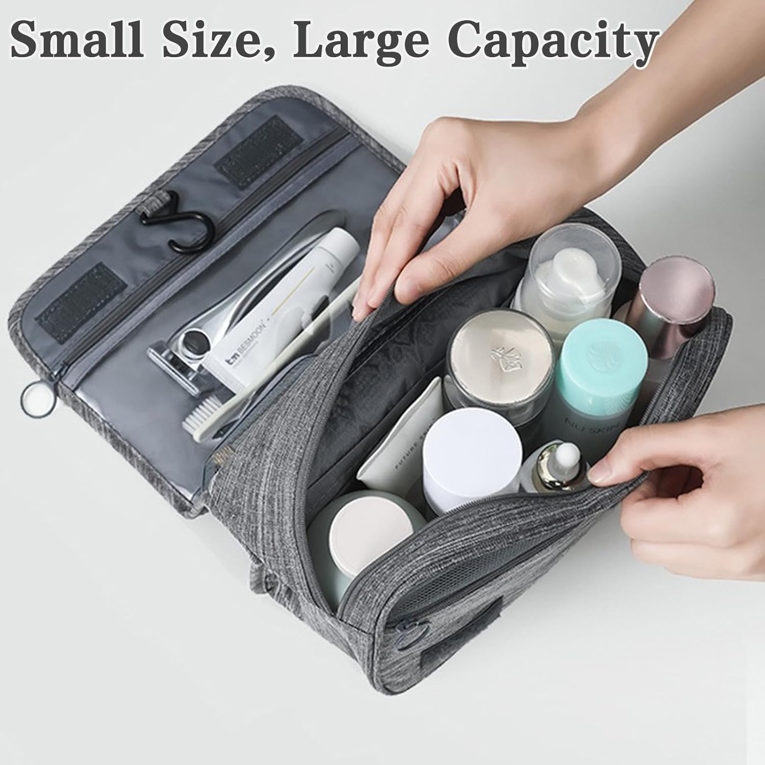 Viiotu Hanging Toiletry Bag Foldable, Travel Toiletry Bag with Hook &ndash; Waterproof Makeup Bag Organizer, 4-Layer Portable Toiletries Bag for Travel Essentials (Black) image number 3