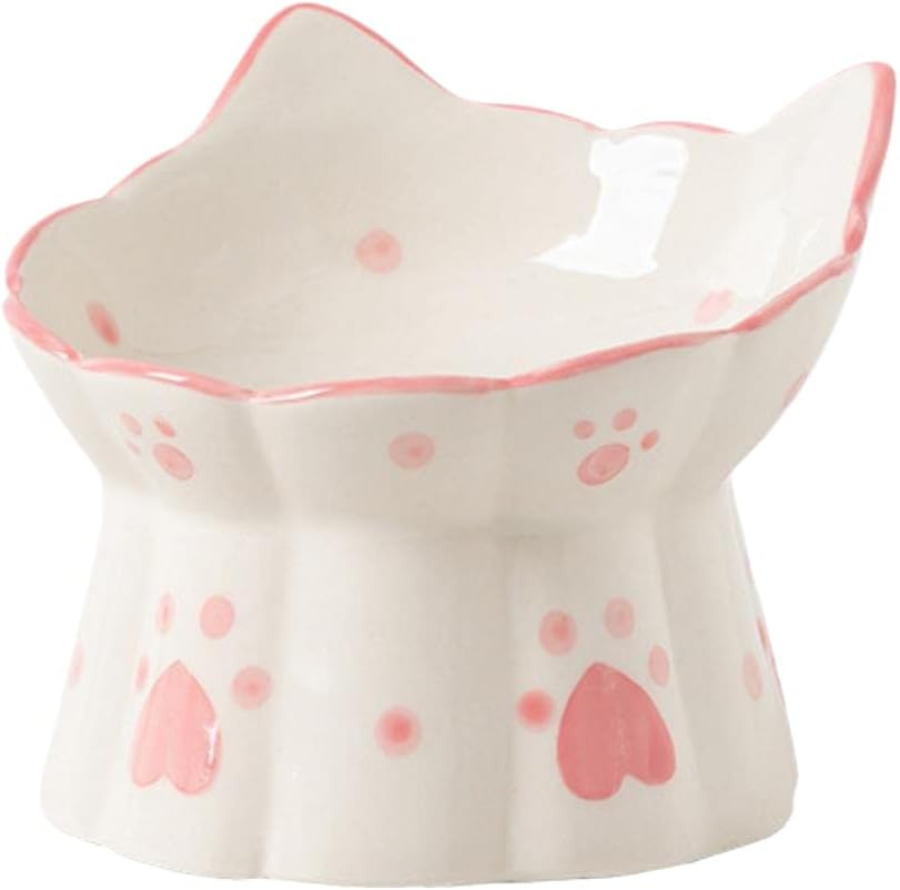 Pet Ceramic Cat Bowl Cute High Dog Bowl Cat Bowl Cat Bowl Slanting Mouth Neck Protection Anti-Spill Pet Food Utensils-Style XIV image number 4