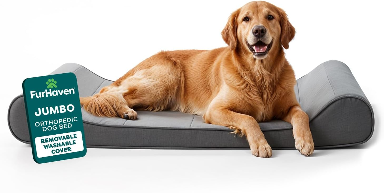 Furhaven Pet Dog Bed | Orthopedic Ultra Plush Luxe Lounger Pet Bed for Dogs & Cats, Gray, Large