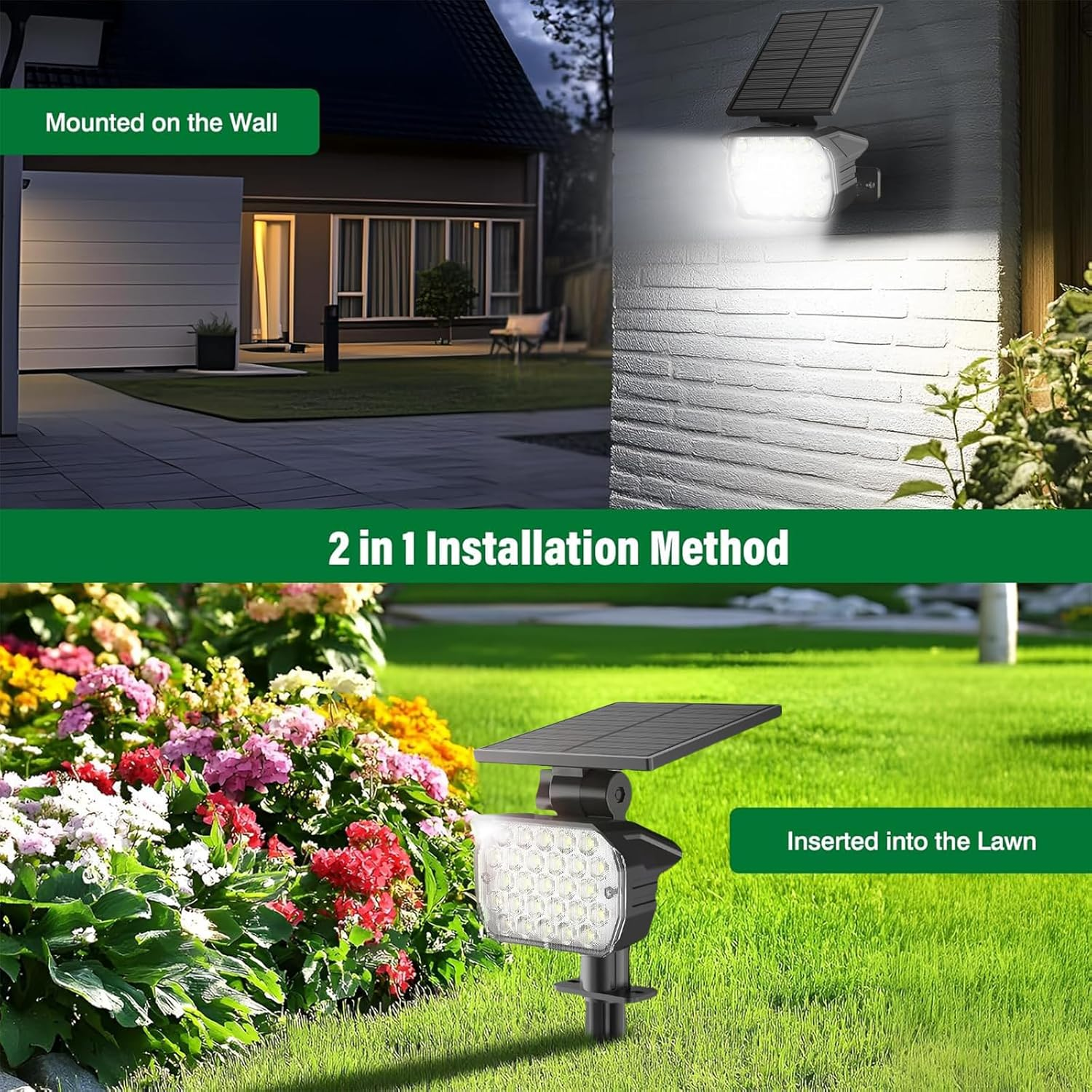 XIULIUU Solar Spot Lights Outdoor, 6 Pack Waterproof IP65 Landscape Spotlights with 3 Lighting Modes, 2-In-1 Auto On/Off Solar Powered Flood Lights for Yard Garden House Garage Pathway (Cool White) image number 6