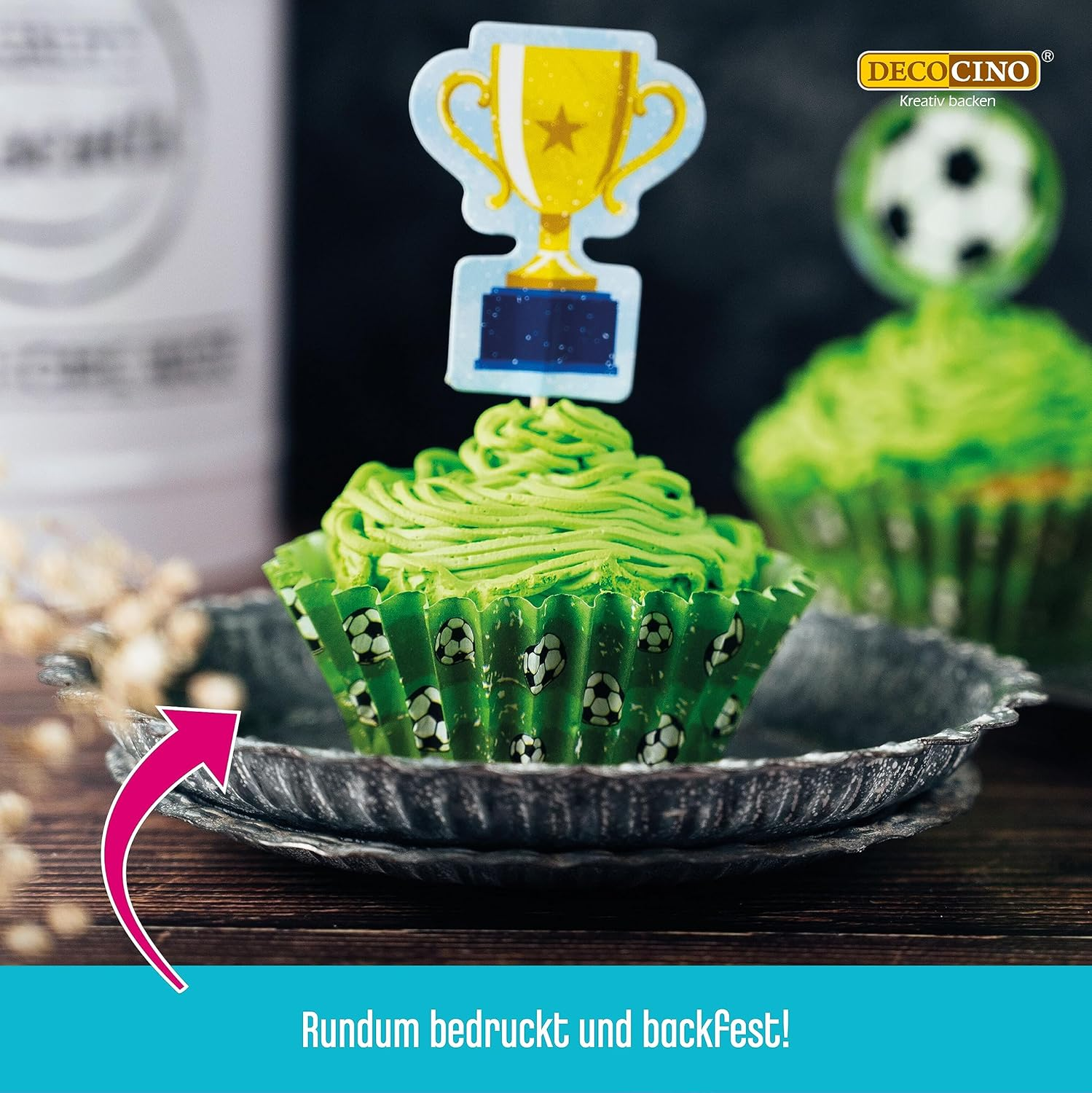 Decocino Football Muffin Cases (Pack of 50) - Football Muffin Decoration & Cupcake Decoration - Football Muffin Moulds | Football Cupcake Cases for Birthday Decoration image number 6