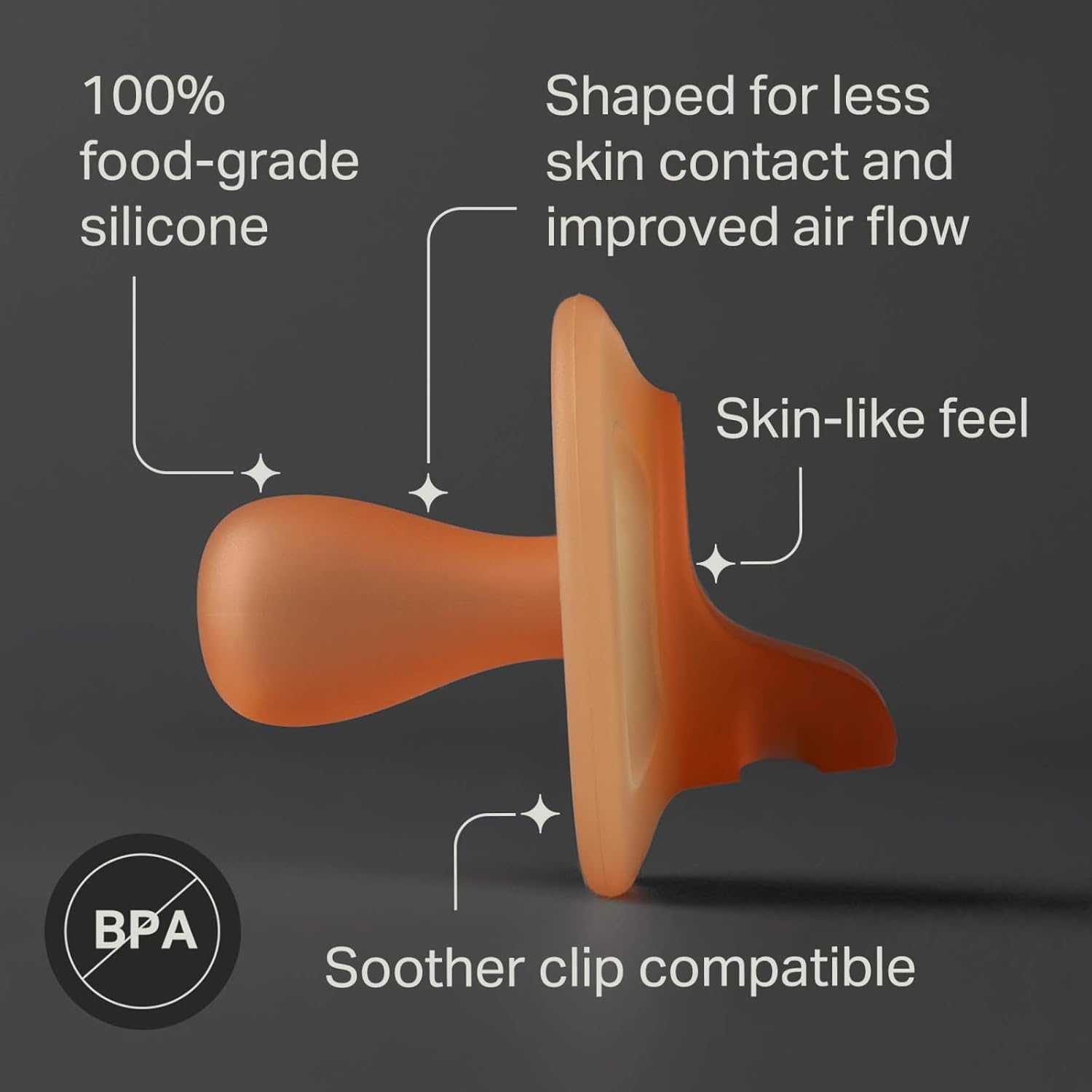 Tommee Tippee Ultra-Light Stayput Day and Night Soothers, 6-18M, 4 Pack, One-Piece Silicone Design, Soft Skin Feel image number 2