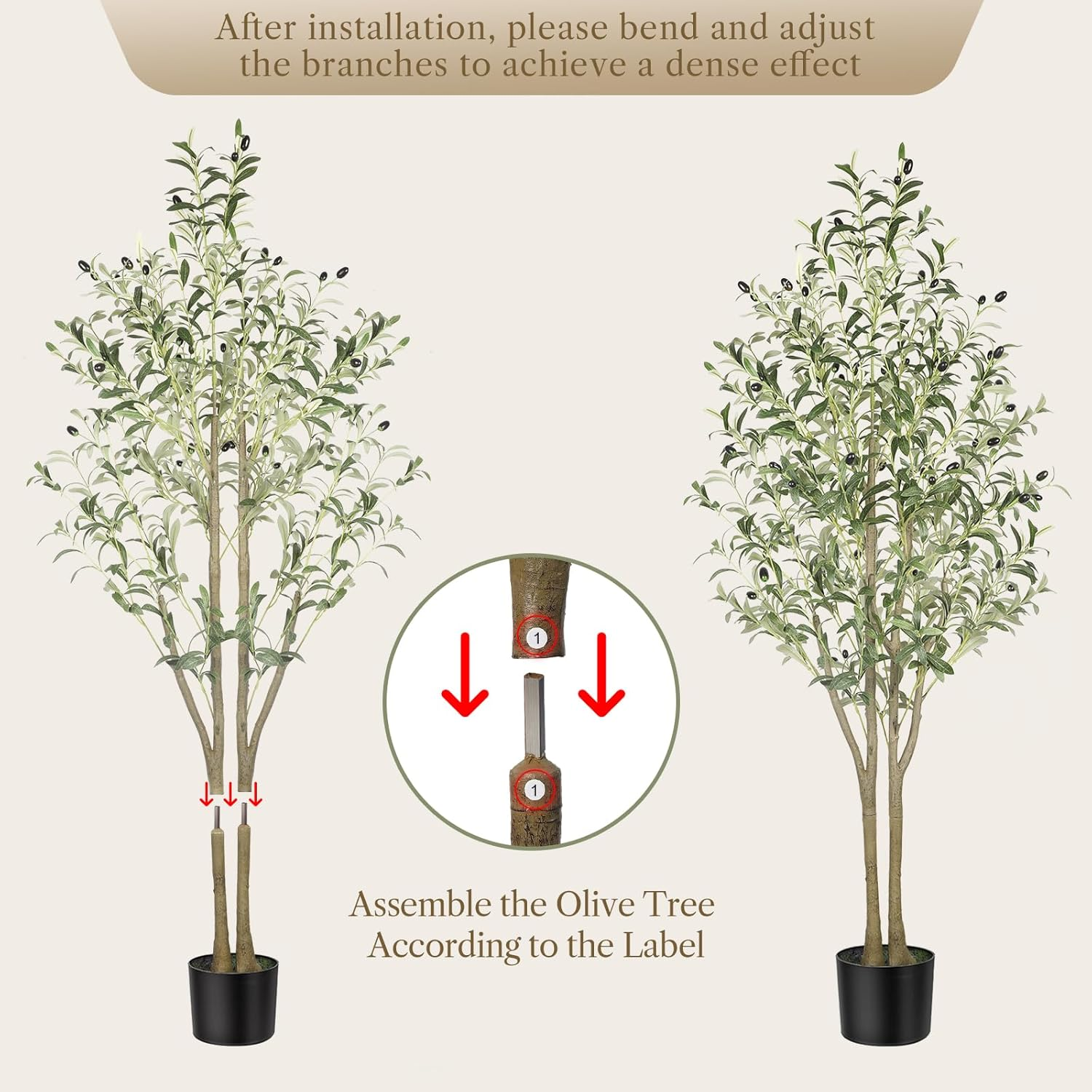 Alupssuc 5FT Artificial Olive Tree, Fake Olive Tree with Lifelike Olive Leaves, Faux Tree Indoor Outdoor for Home Living Room Bedroom Balcony Corner Office Garden Decor, 150Cm