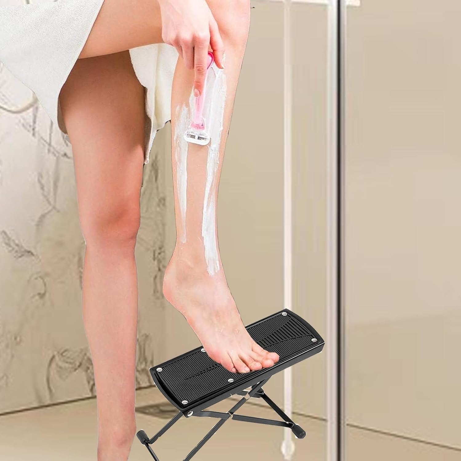 Ztohpyo Foldable Foot Rest, 6-Height Adjustable Spa Foot Stand, Non-Slip Sturdy Foot Care Stand for Easy Home Pedicures, Beauty Pedicure Stool Tool - White image number 6
