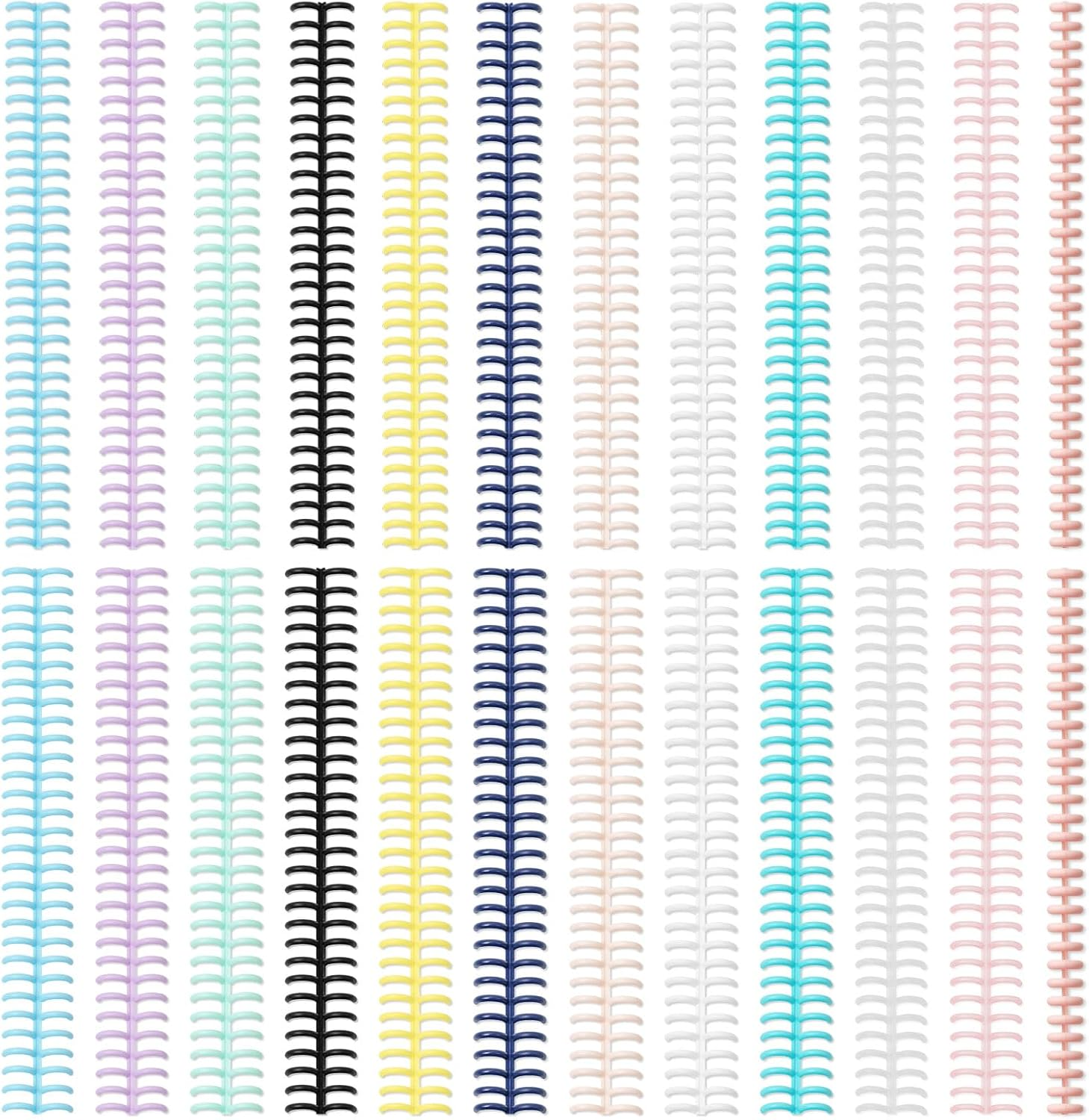 24 PCS Colorful Plastic Comb Binding Spines, 30 Rings Spiral Binding Coils, 2 Sizes Binding Rings for Teacher Student Business Notebook File Making (Multicolor) image number 3