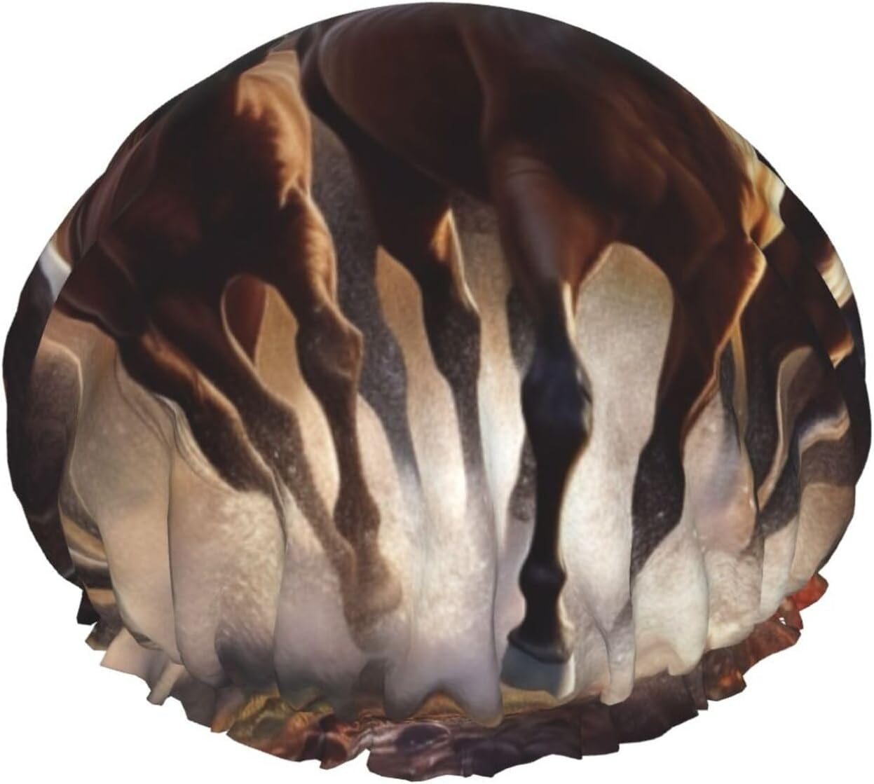 Reusable Shower Cap for Women Men Large Waterproof Shower Bonnet Washable Bath Cap Horses Hair Hat Elastic Band Double Layered Shower Hat for Long Hair, Braids image number 4