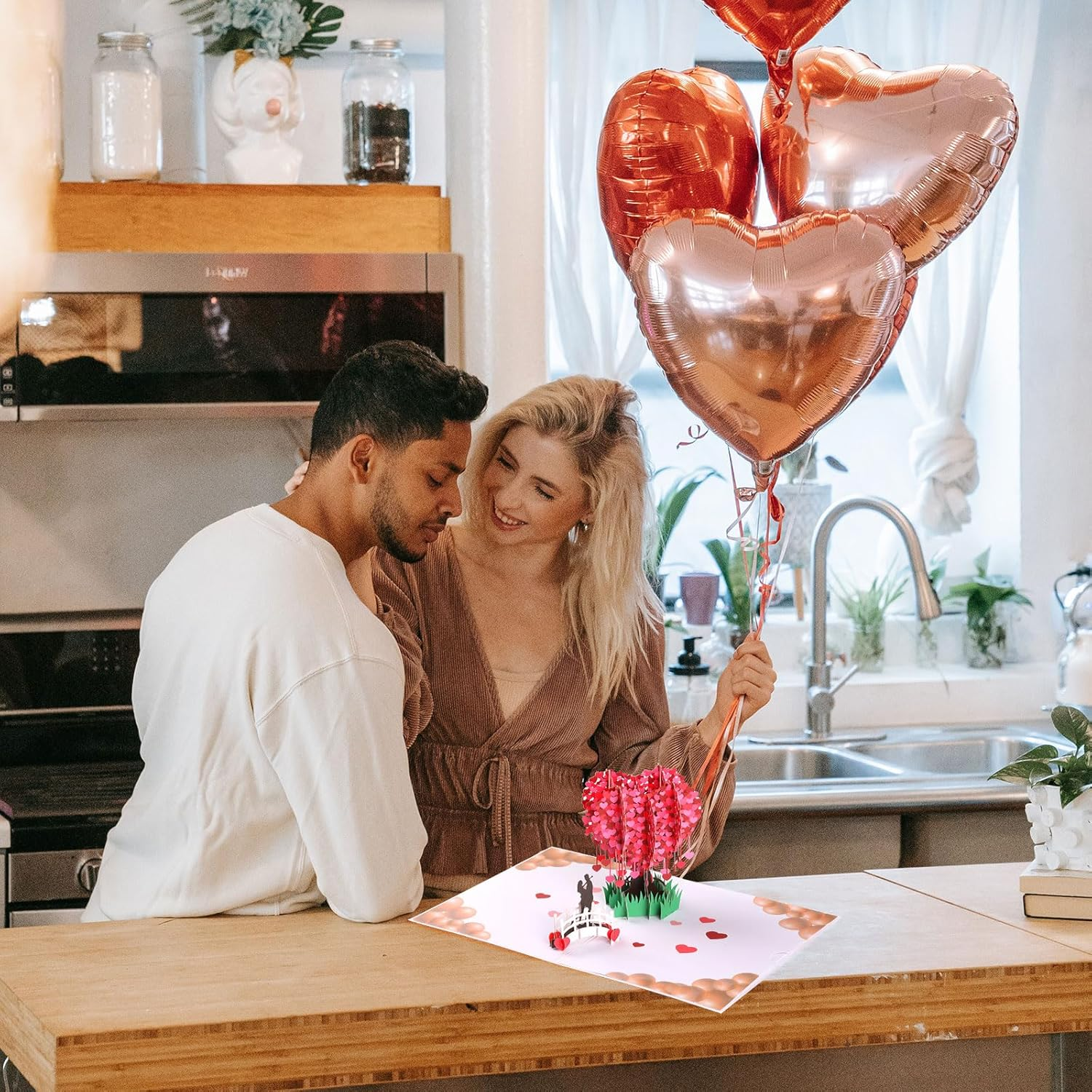 Pop up Wedding Card, Geeric 3D Proposal Card Popup Anniversary Love Card Romantic Valentine'S Day Greeting Card with Envelope Wedding Invitation Card Love Tree Paper Card for Her Him Lovers image number 3