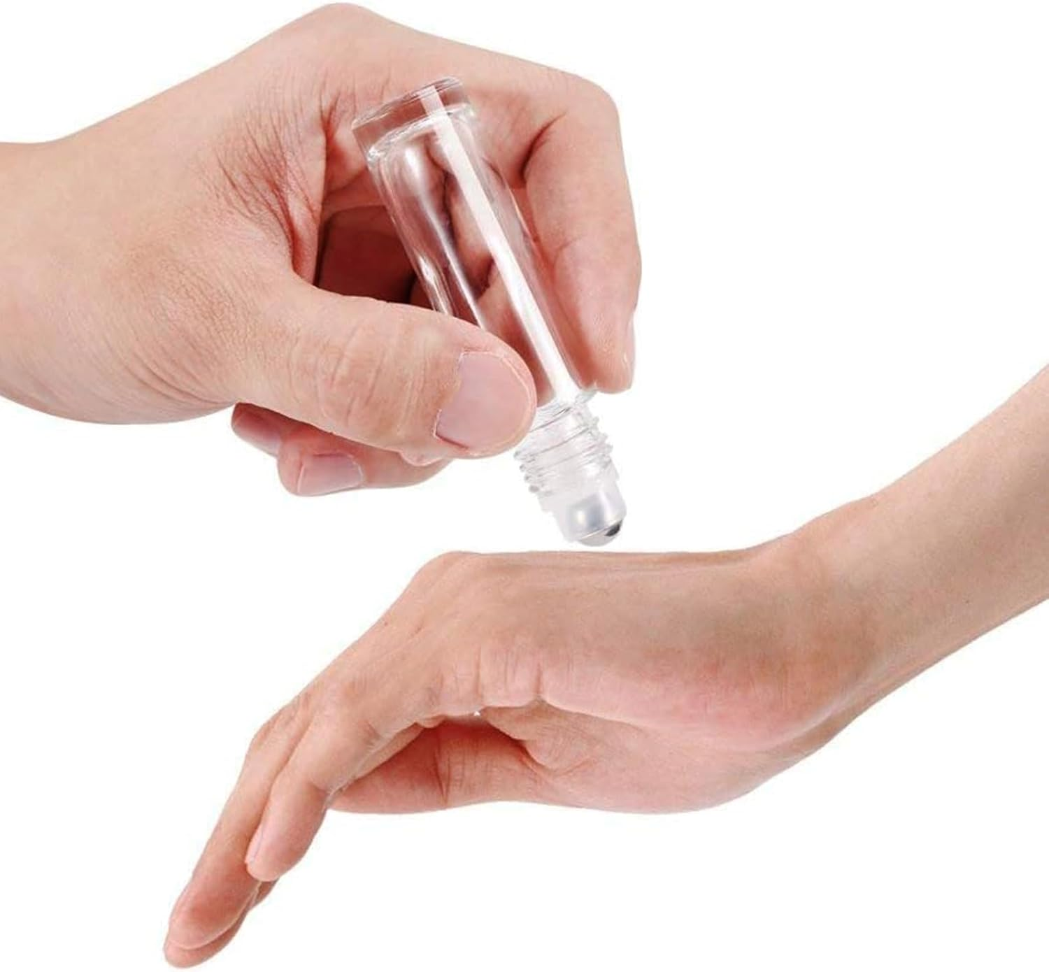 Essential Oil Roller Bottles,Leak Proof Empty Refillable Clear -On Perfume Bottles with Roller Balls and Lids (Black-10Ml, 10)