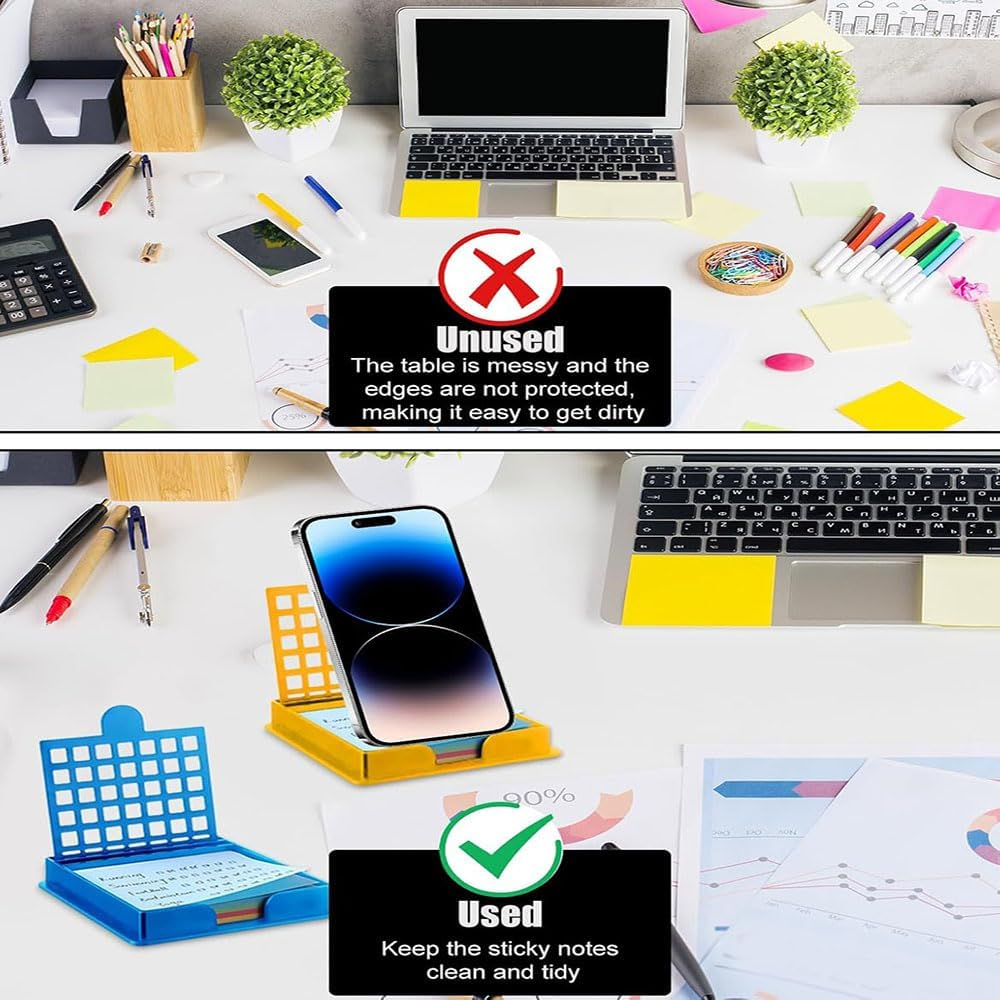 Lyhaogao 5Pcs Reusable Sticky Note Stencil Template Set with to Do List Design, Includes Storage Box and Memo Paper for Office, Home, School Supplies Durable and Portable Organizer - Blue image number 3