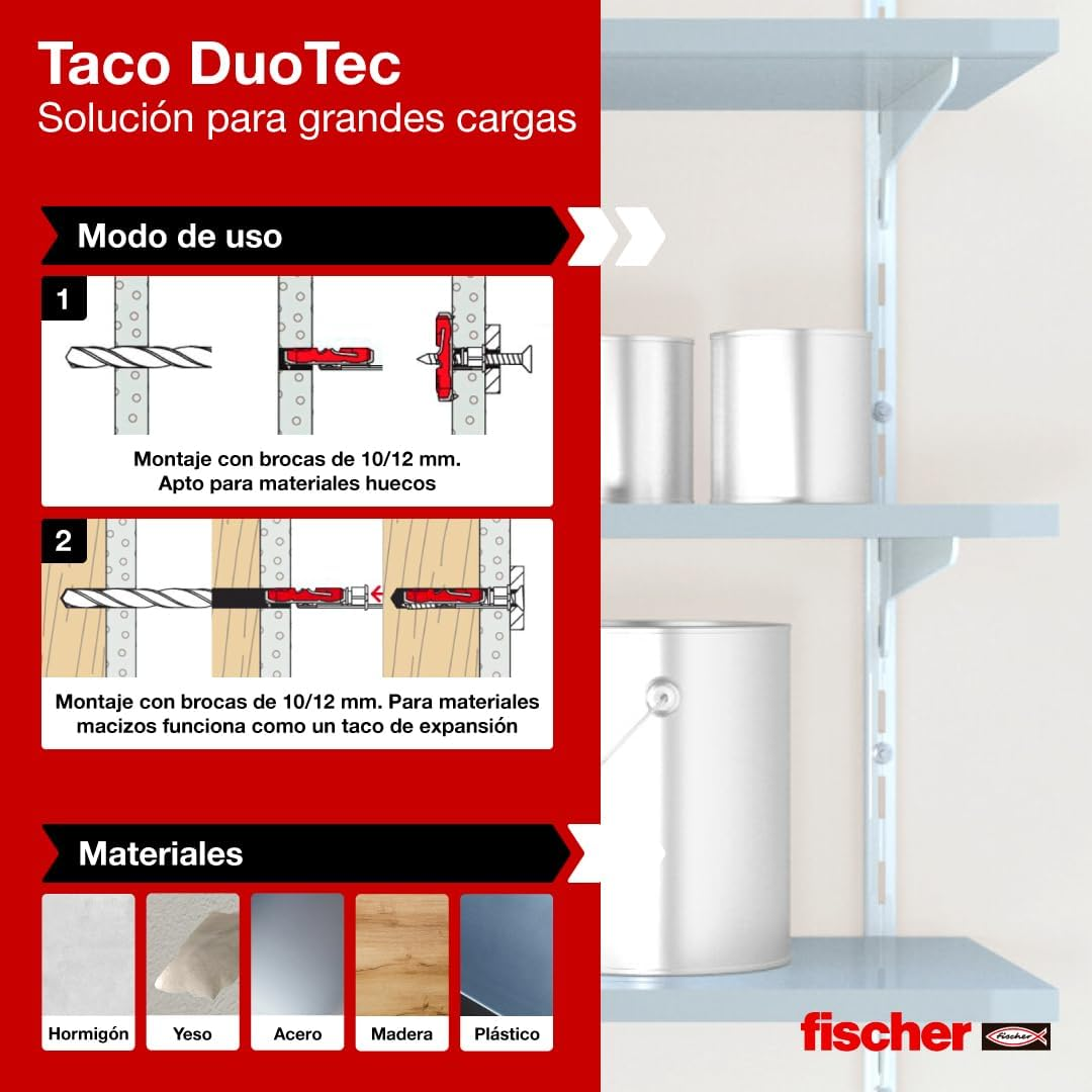 Fischer 537260 Cavity Fixing, Red/Grey, DUOTEC 10, Set of 20 Pieces image number 1