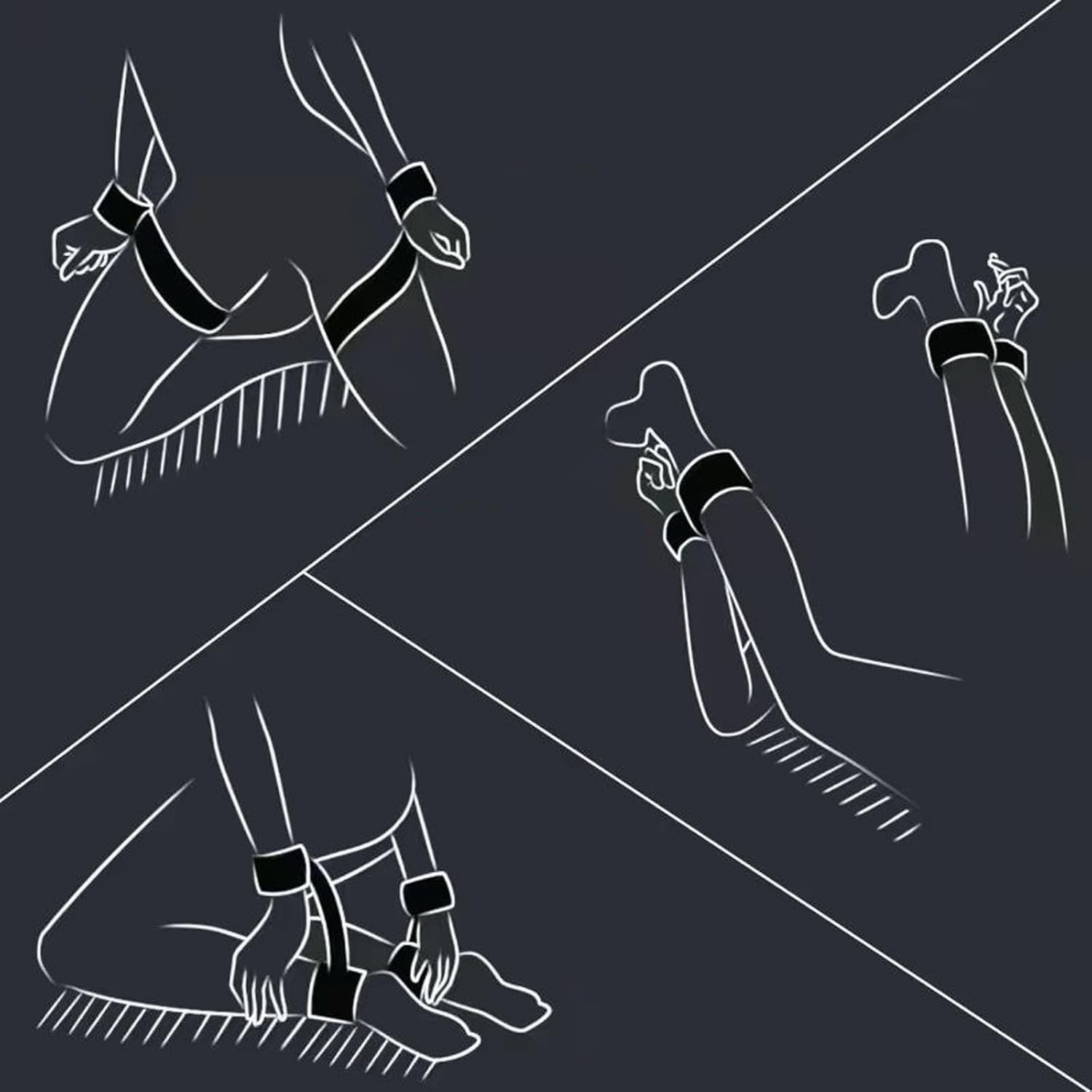 Mineens BDSM Bondage Kit Padded Restraining Handcuffs and Fetters,Adjustable Leg Straps and Handcuffs Sex Toys, Beginner SM Games for Couples image number 3