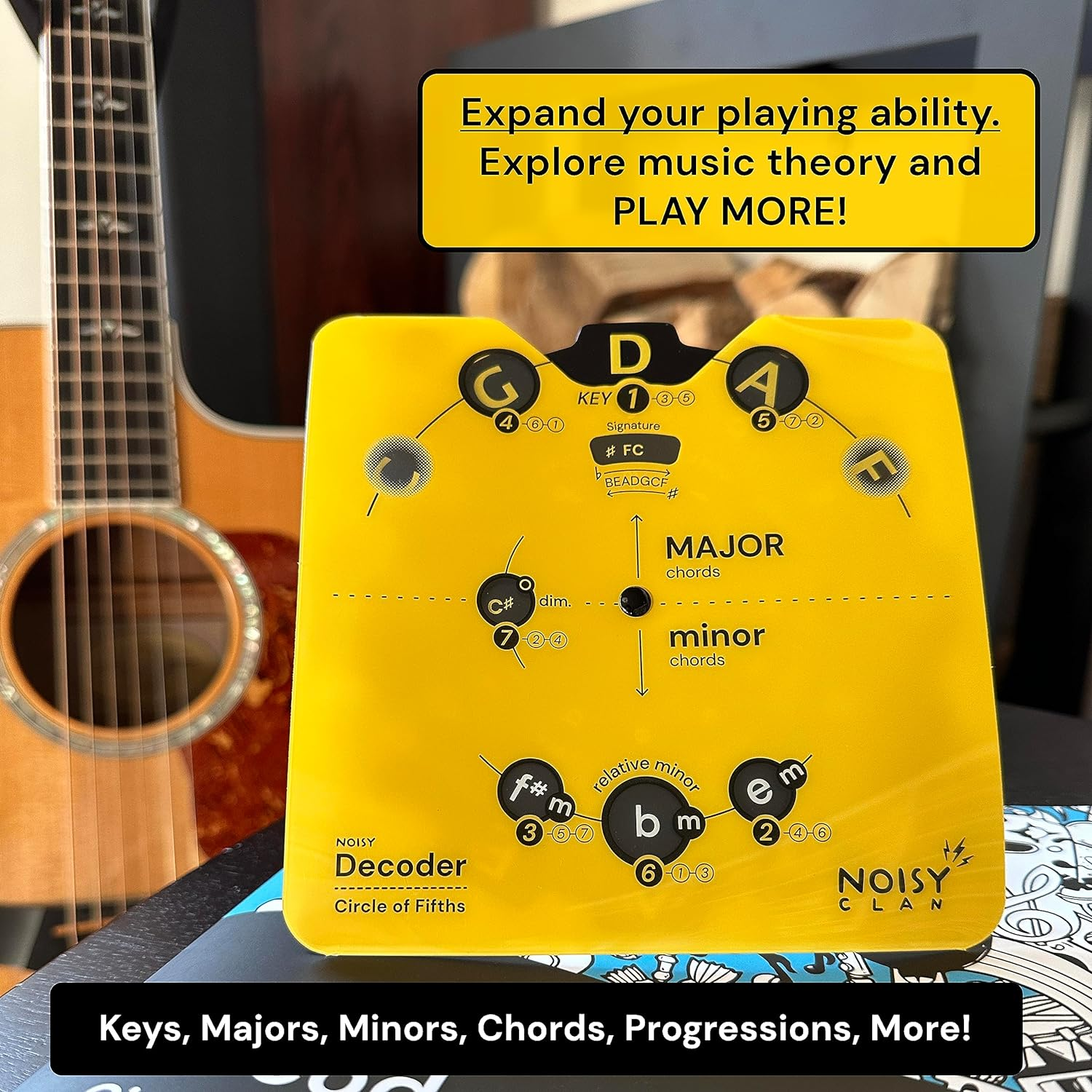 Circle of Fifths Chord Wheel - All Musical Instruments Edition - Make Music Theory Easy, Learn Keys, Chords and Songwriting. Play More Music, Suitable for All Levels and Instruments image number 3