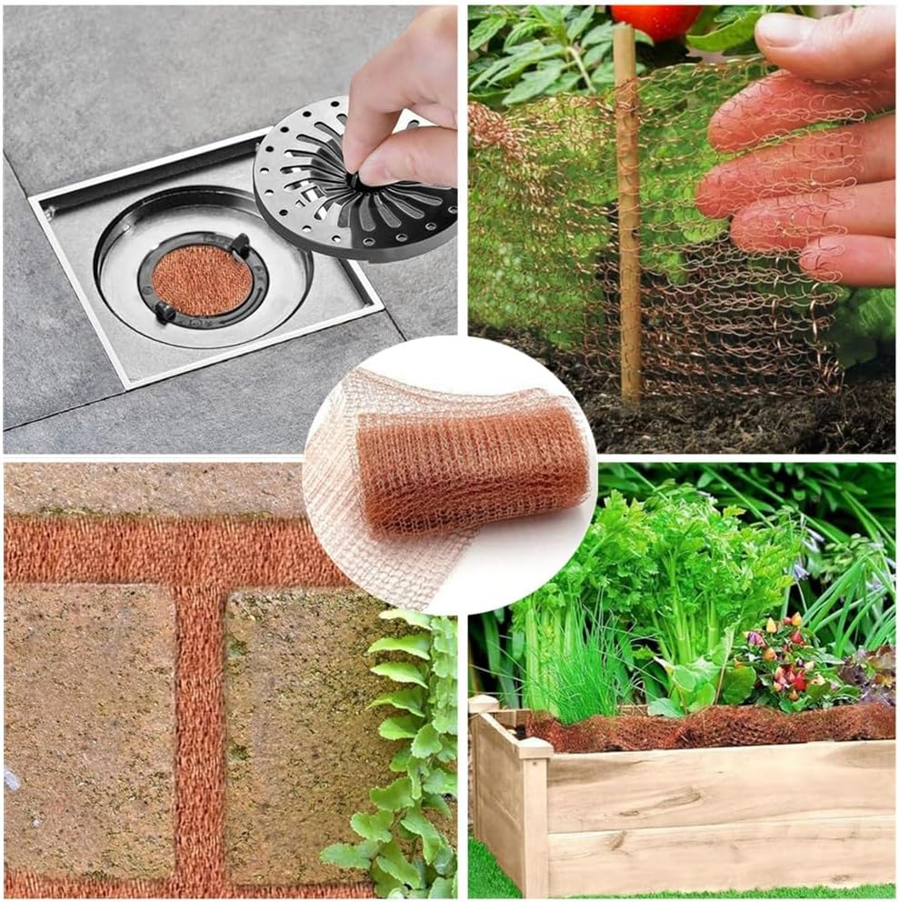 Granmagazz Copper Mesh Control, 10Mx12.7 Cm Copper Meshrodent Mesh and Mice Deterrent for Rat Proofing, Pure Copper Mesh Roll Knit Copper Mesh, Copper Mesh Slug Repellent in Garden & Outdoors