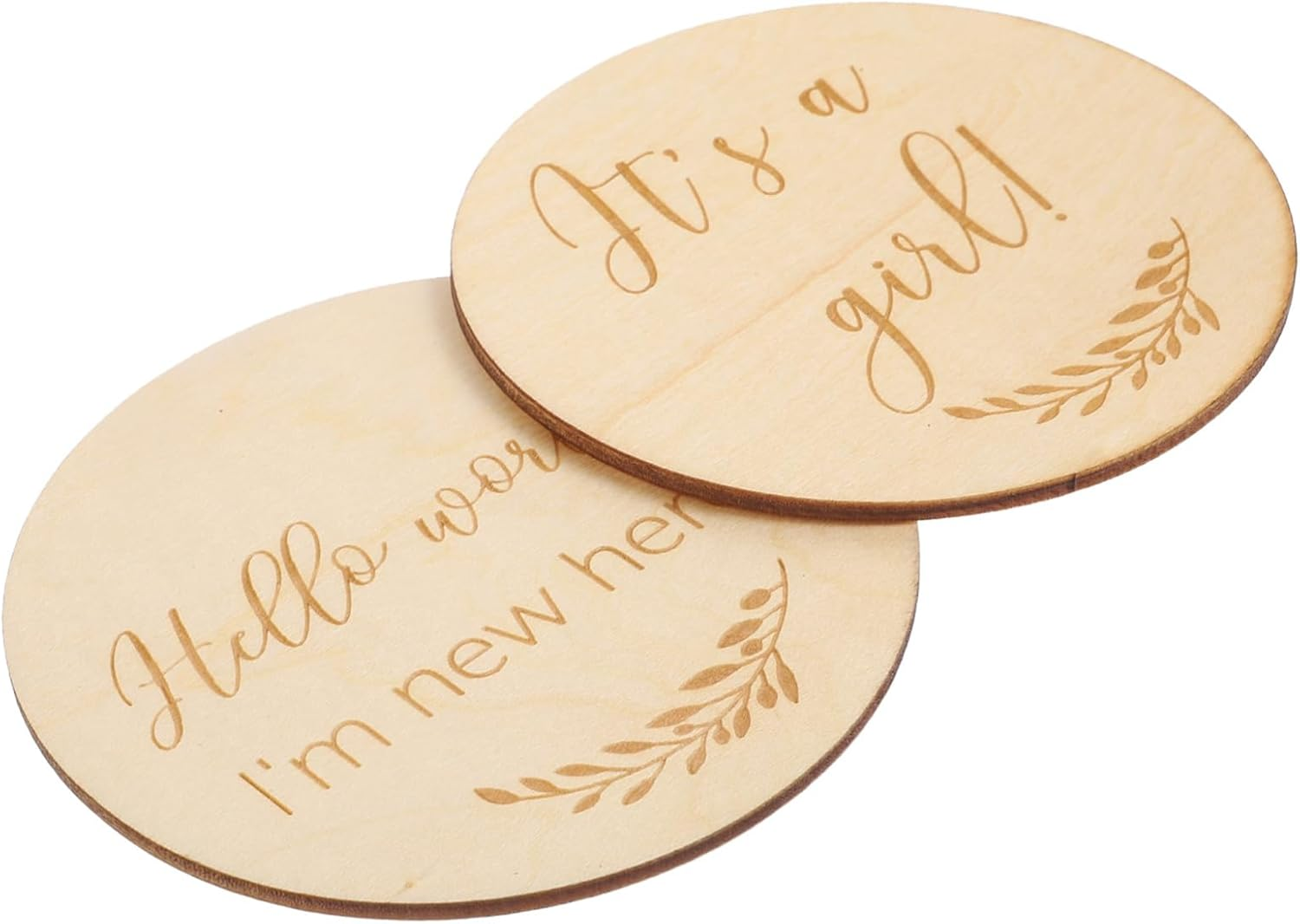 Kisangel 2Pcs Wooden Growth Milestone Cards Creative Keepsake Photography Props for Newborns Durable round Discs for Capturing Monthly Milestones and Cherished Memories