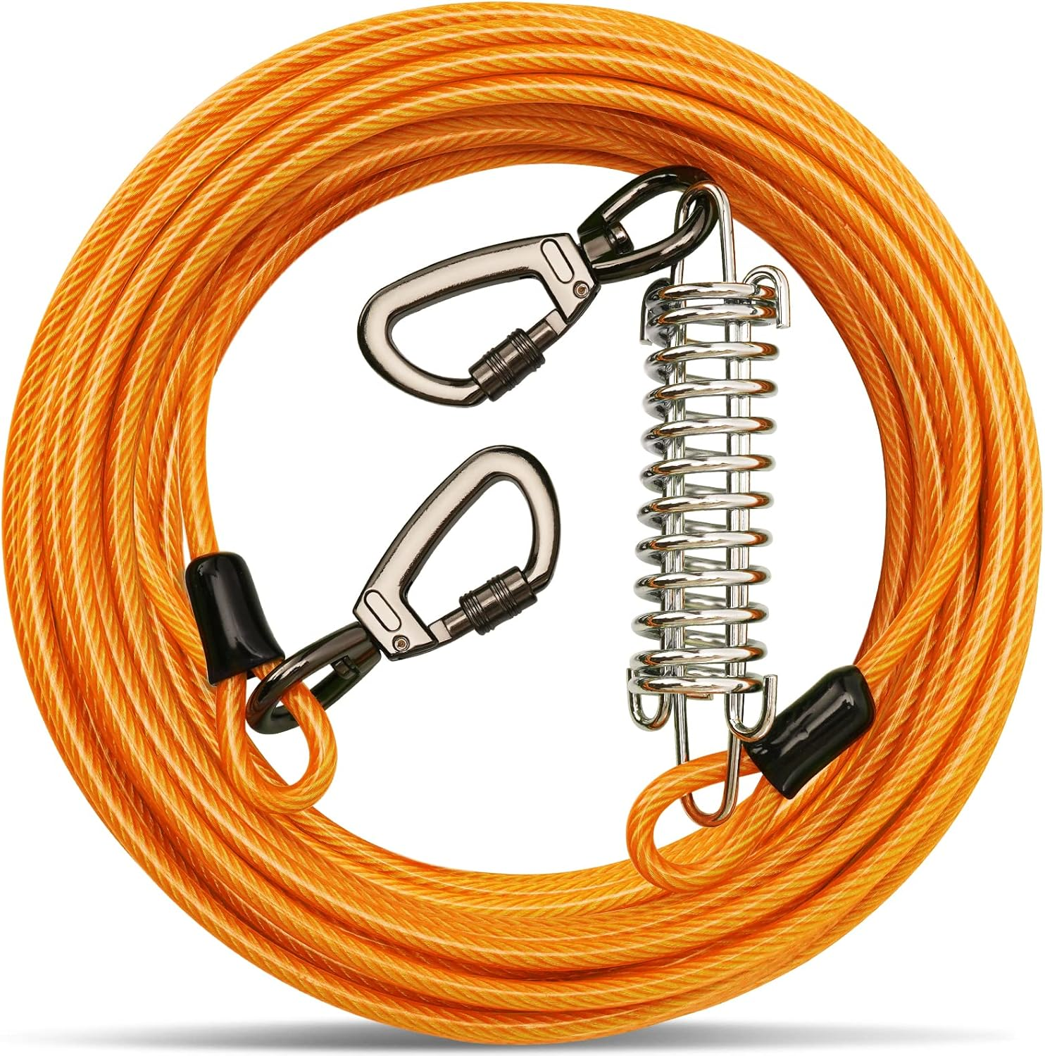 Tie Out Cable with Spring for Dogs - Heavy Duty Dog Leash for Yard & Outdoor Training - 10Ft Blue