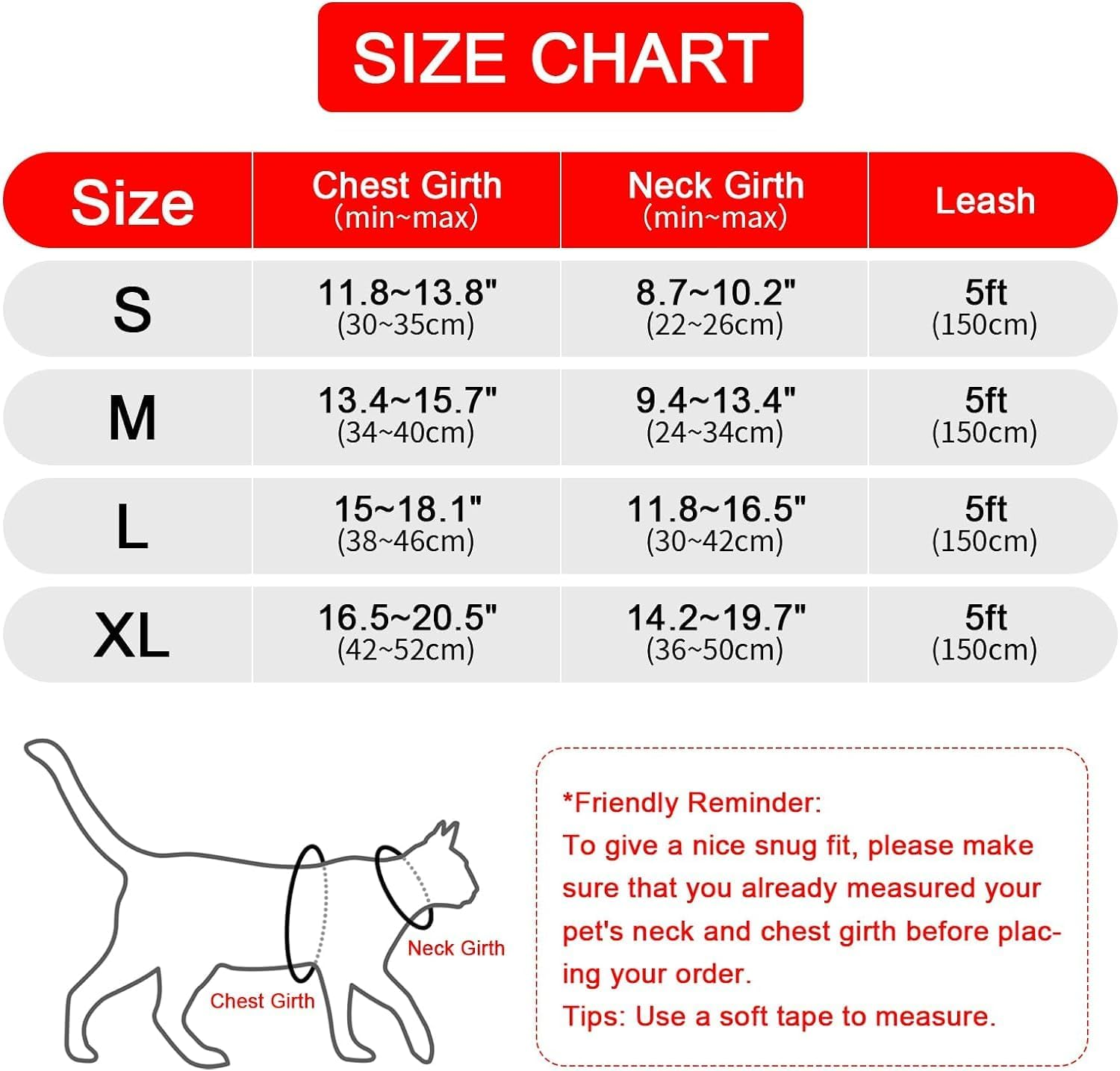 Skmeditec Cat Harness and Leash Set: Upgraded Escape Proof Vest with Lead for Large Cat Small Dog Puppy Walking, Soft Jacket Reflective Strips L Size Red image number 6