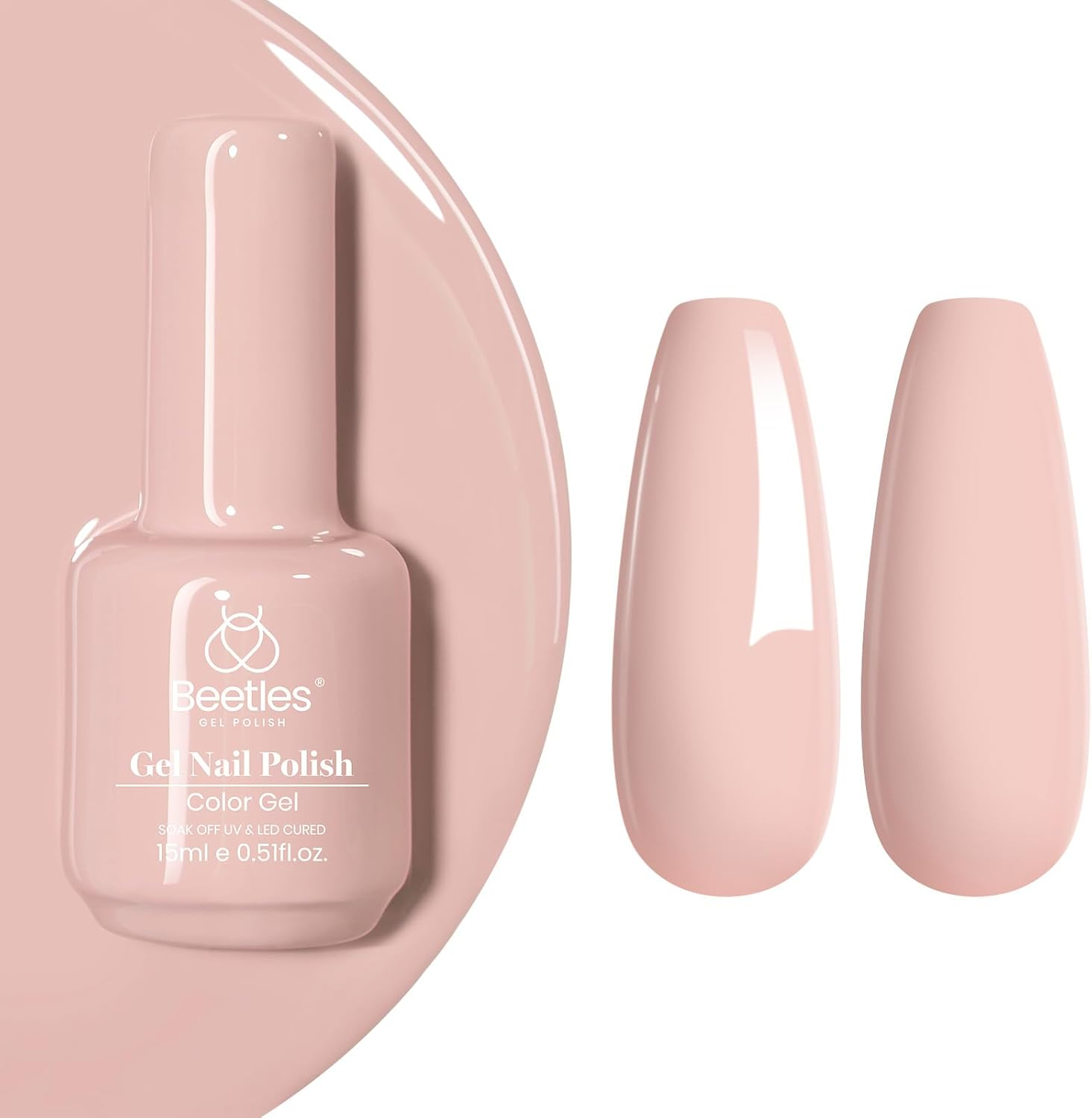 Beetles Gel Polish Gel Nail Polish, 1Pcs 0.5Oz 15Ml Sheer Pink Gel Polish,Light Nude Nail Gel Neutral Soak off Uv Led Lamp Needed Manicure for Home Salon Nail Art DIY, Gel for Girls, 2024 New Trend image number 4