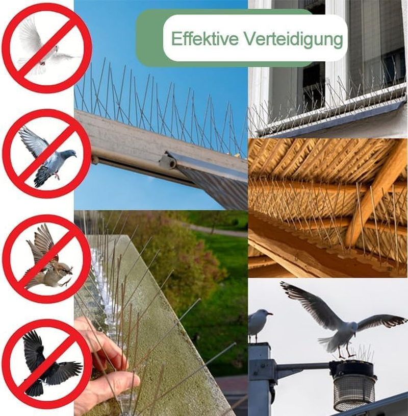 14 Rows Bird Spikes, Betterjonny 3.5M Length Stainless Steel anti Bird Fence Spike Disassembled anti Bird Spikes Smooth Bird Repellent Devices Outdoor for Balcony Roof Garden Window