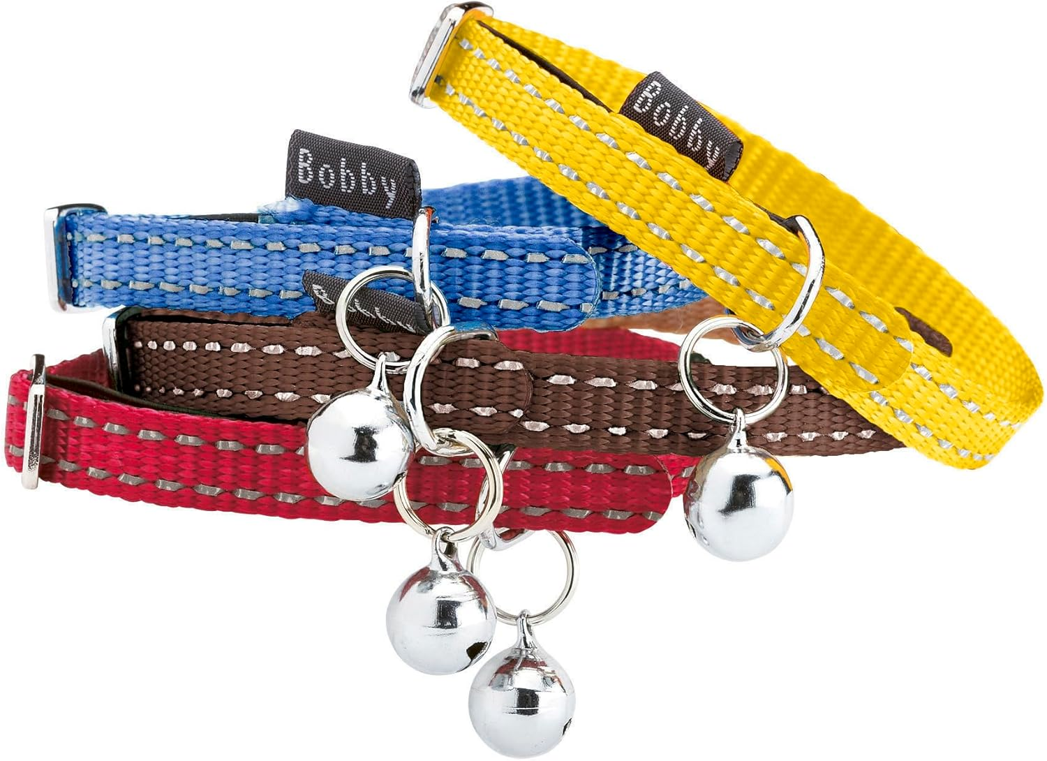 Bobby Safe - Cat Collar in Colored Nylon, Resistant, Choke-Proof, Reflective, Adjustable, Yellow - 30X1 CM image number 2