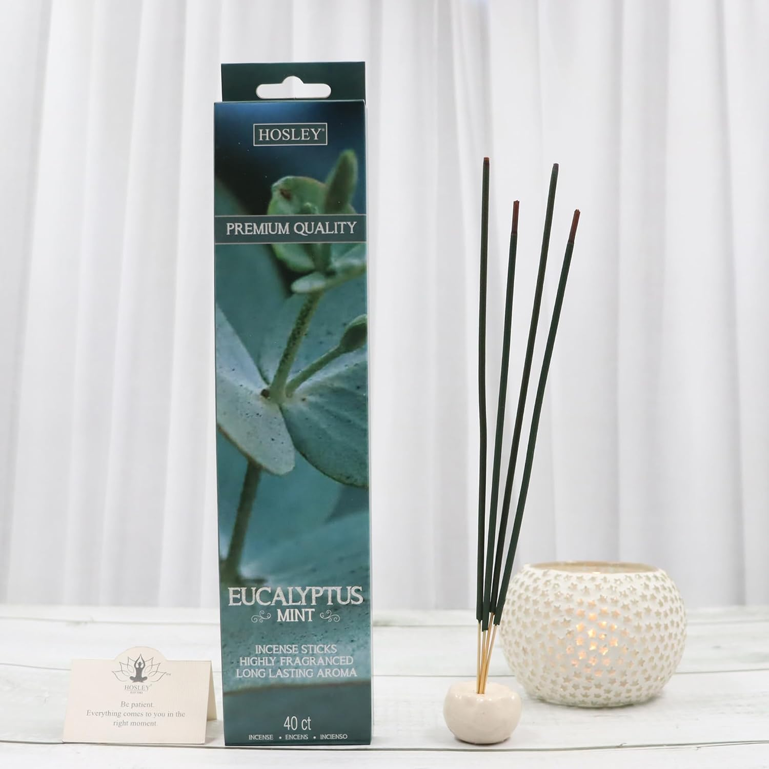 Hosley&reg; 240 Pack of Eucalyptus Mint Fragrance Incense Stick Infused with Essential Oils - Ideal for Wedding, Events, Aromatherapy, Spa, Reiki, Meditation
