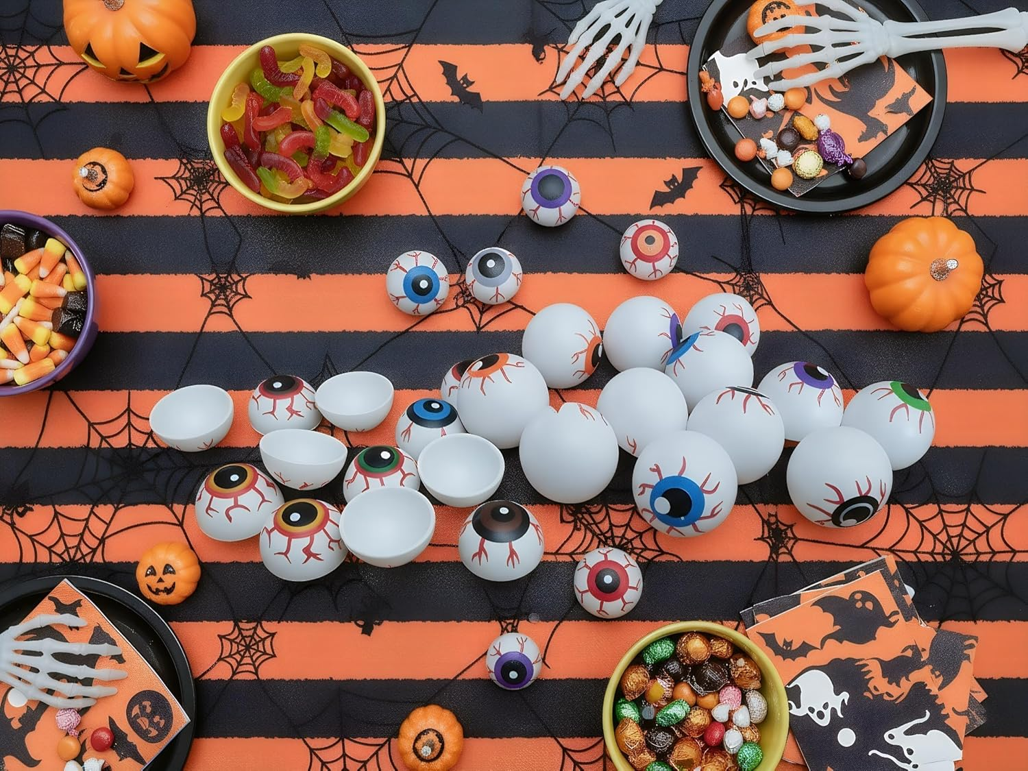 Healifty 24Pcs Halloween Horror Eyeballs: Fake Plastic Ripped Eyes Realistic Scary Terror Creepy Props Eyeball for Party Favors 1.06 Inch image number 6