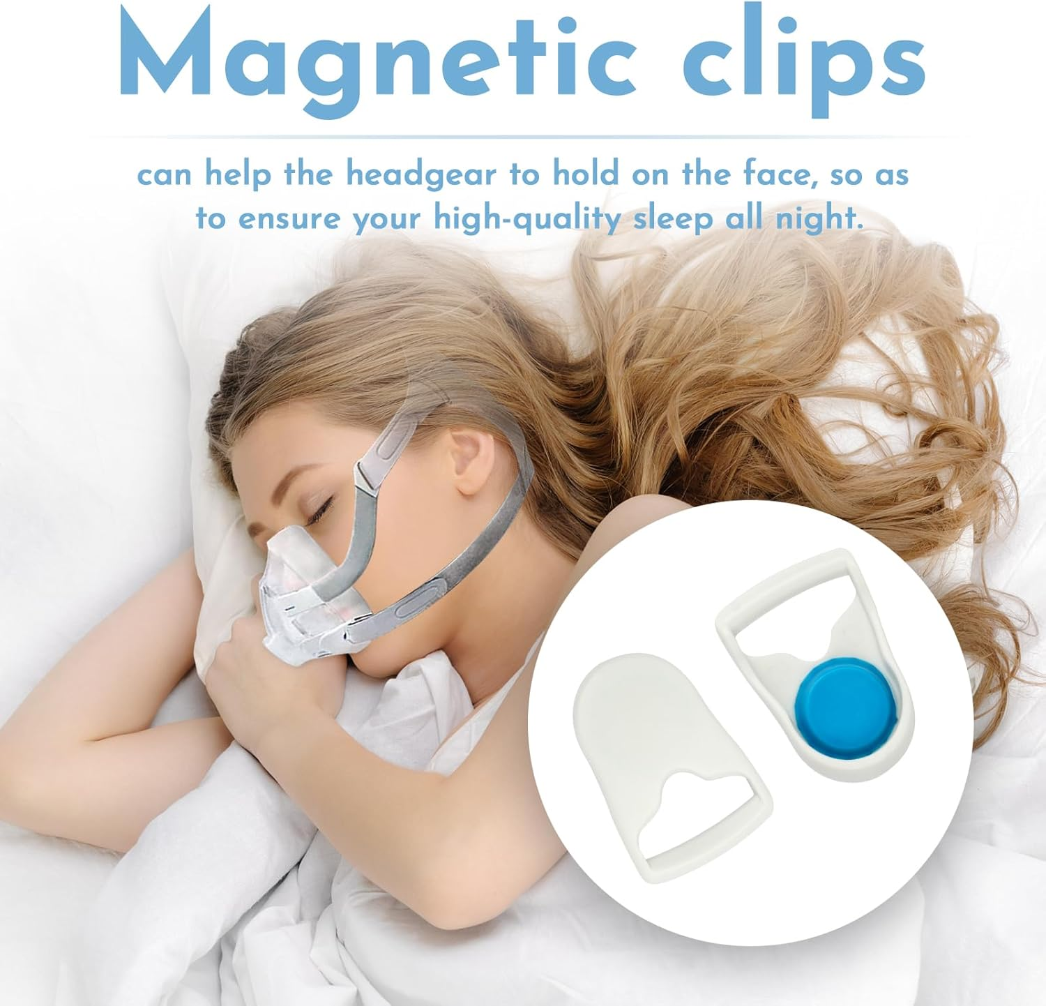 Headgear Clips Compatible with Resmed/Airfit/Airtouch N20, F20, N10, F30 Nasal/Mask Clips, Quick-Release Magnetic Headgear Clips Replacement Full Face Mask Clips Accessories 2 Pairs image number 6