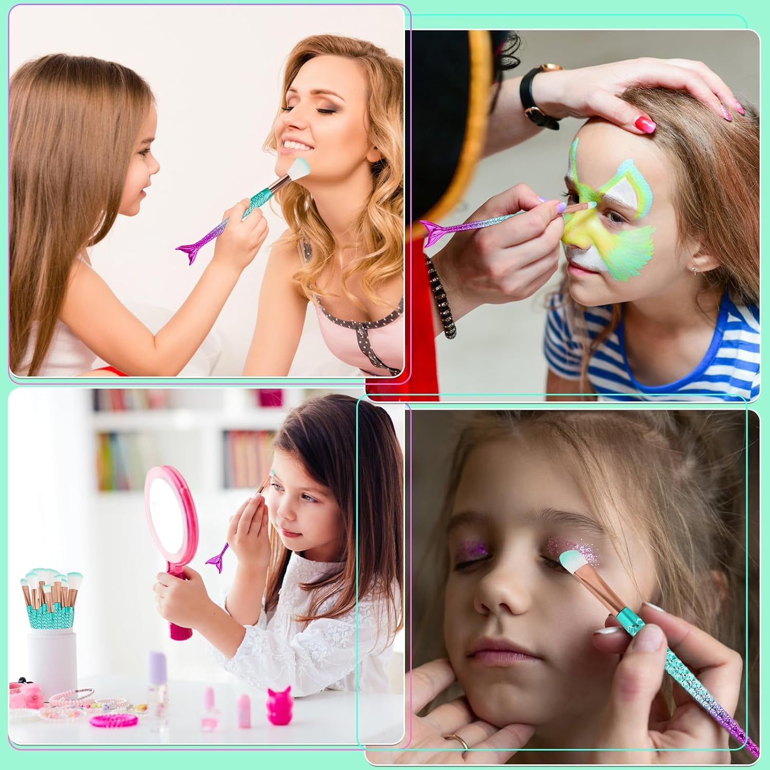 NICEMOVIC Cute Stuff for Tween & Teen Girls, 20PCS Princess Kids Makeup Brushes Sets for Girls, Teen Girl Gifts Trendy Stuff Christmas Gift Ideas Stocking Stuffers for Girls Kids Cute Make up Tool Set