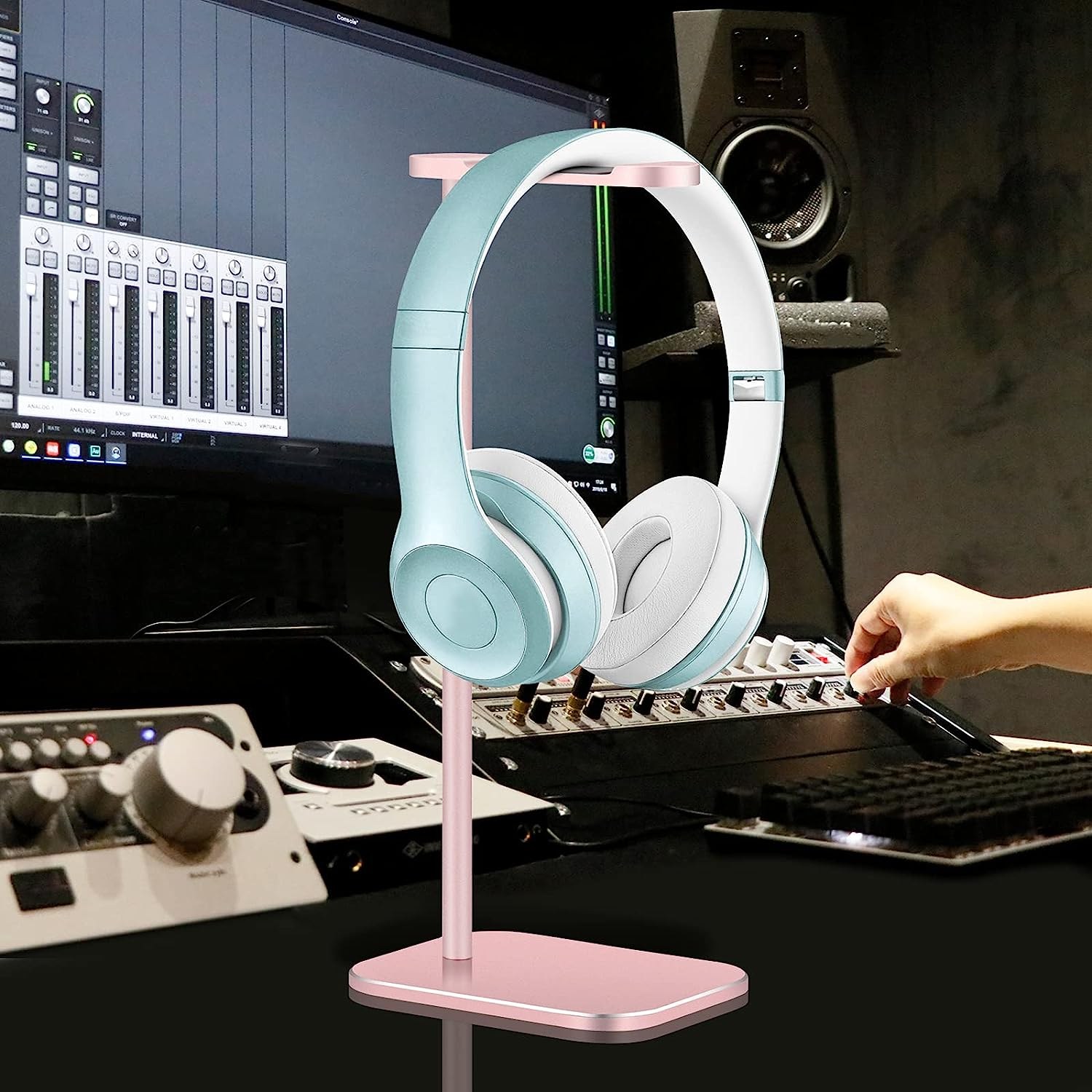 Headphone Stand Aluminum, Headset Holder with Solid Metal Base for Desk, Compatible with Most Headphones (Rose Gold) image number 3