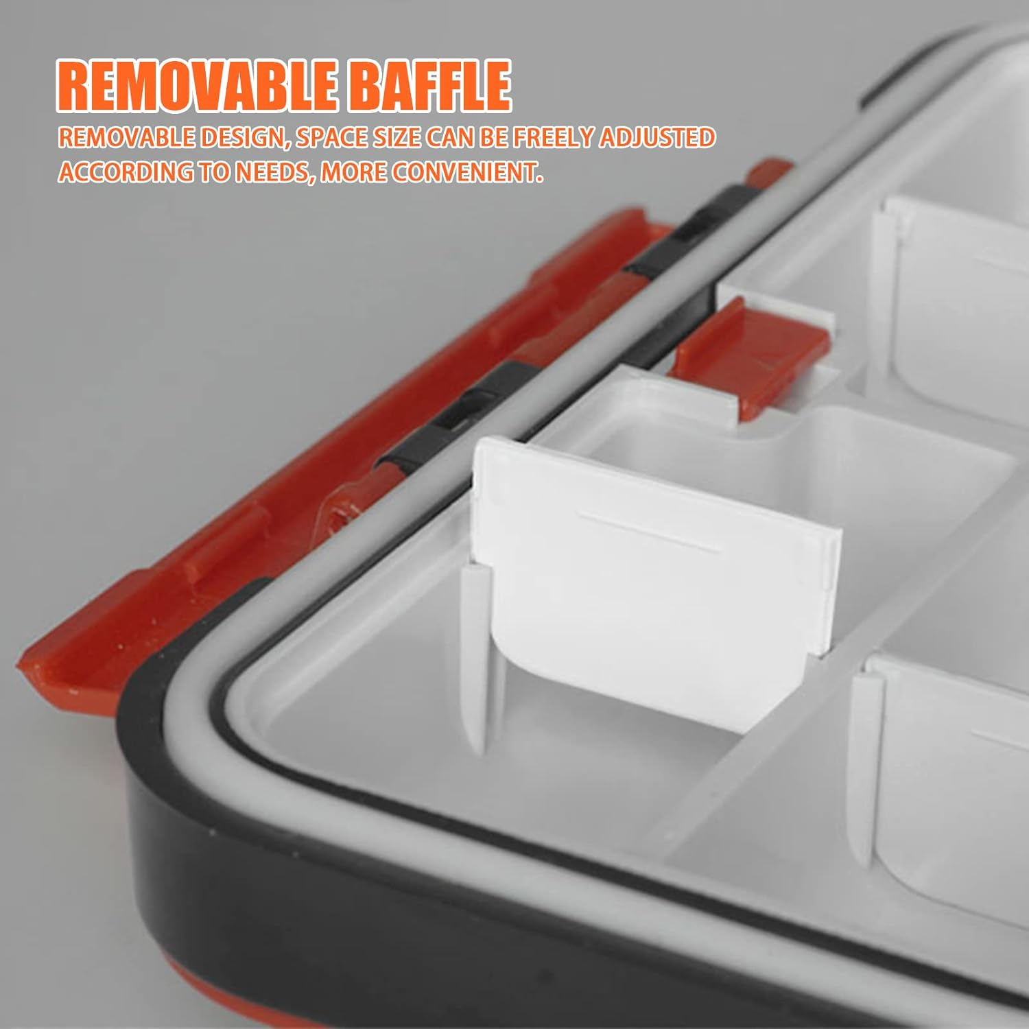 Fishing Lure Box, Waterproof Portable Lightweight Tackle Storage Box with Rubber Shock Absorber, Plastic Fishing Accessories Box for Angler (Orange S)