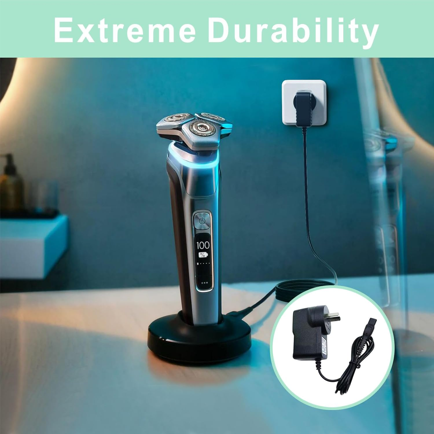 15V 5.4W Cable for Philips Trimmer Charger Fit for Philips Shaver HQ8505 HQ RQ QG RQ QT at PT Series, Cord for Multigroom Beard Trimmer, Electric Shaver Charger Power Adapter Supply image number 3