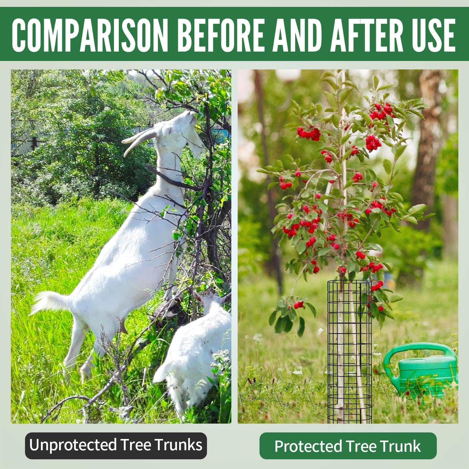 6 Pcs Plant Protectors from Animals, Tree Protector Kit with 12 Ground Nails and 60 Zip Ties, Plant Cages for Outdoor Plants, Protection Tree Wrap Cage for Garden to Protect Bark, Black image number 6