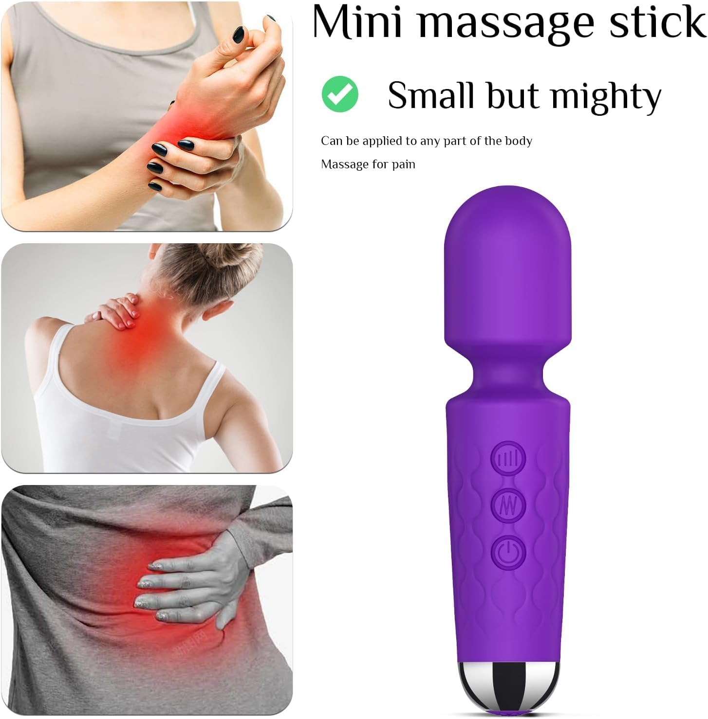 Vibrator Wand for Women - 20 Patterns & 8 Speeds G-Spot/Clitoral Stimulator, Quiet Cordless Dildo Massager, Submersible Adult Sex Toy Rechargeable Waterproof Small (Rose Red) image number 4