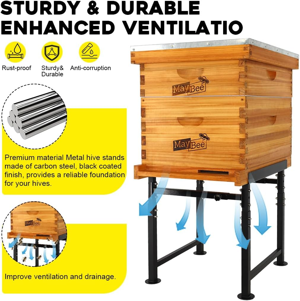 Maybee Adjustable Metal Bee Hive Stand, Adjustable Height(16.1&rdquo;-20.9&rdquo;) Hive Stand, Adjustable Width(15&rdquo;-19&rdquo;) Bee Hive Frame Stands Hive Stand Frame image number 5