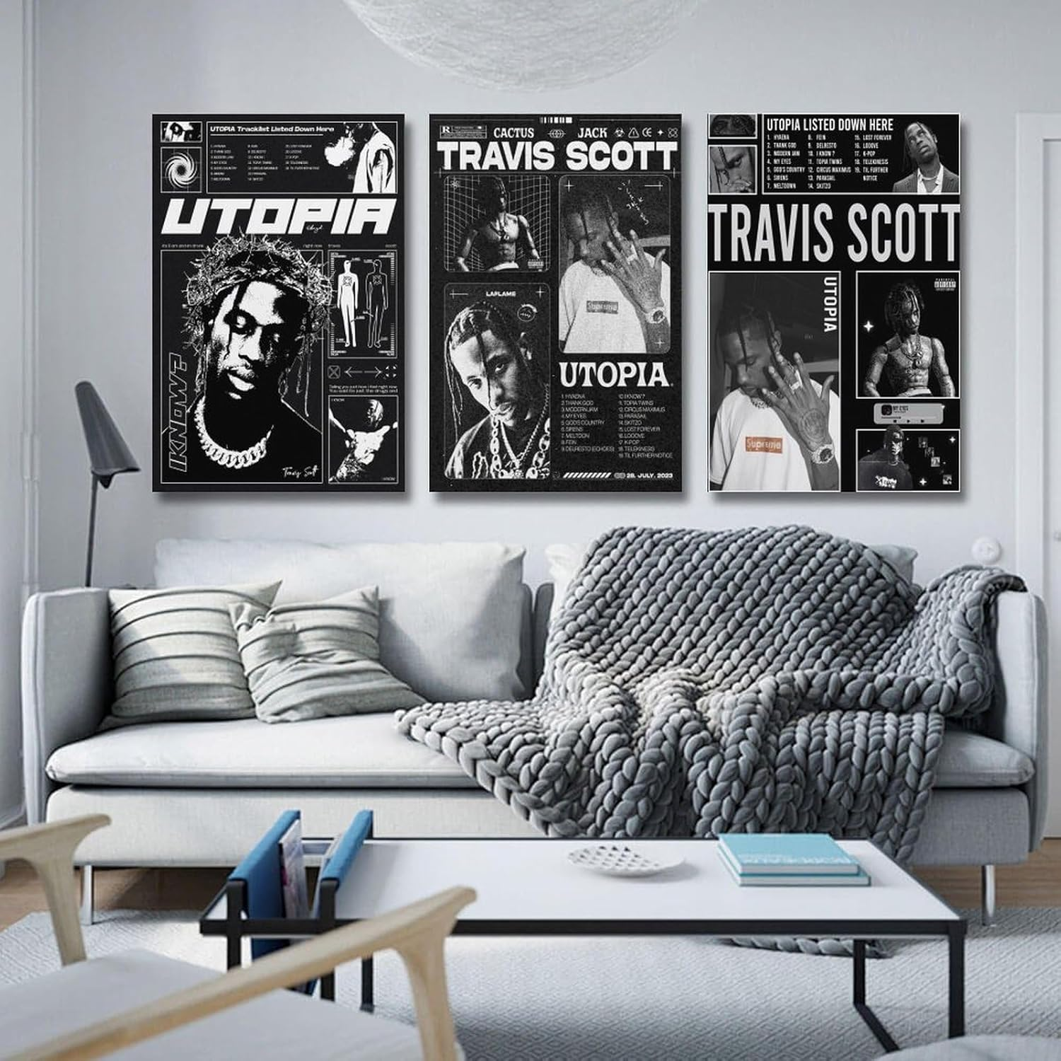 Rapper Travis Vintage Brutalism Poster Scott Poster a Set of 3 Canvas Posters Room Aesthetic Festival Gift Family Bedroom Decor Wall Art Home08X12Inch(20X30Cm)-3Pcs Style image number 3