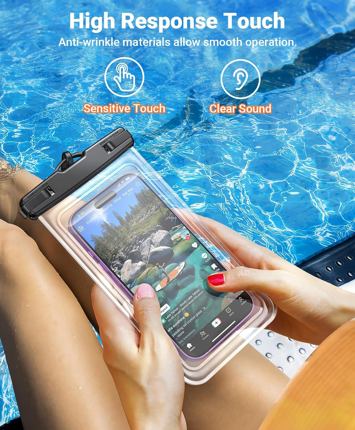 Coolpow【2 Pack】 Waterproof Phone Pouch Case【Easy Lock & Heavy Duty】 IPX8 Water Proof Phone Case Cellphone Dry Bag for Iphone 17 Pro Max16 15 14 13 12, S25 S24, 4-7" Cellphones Beach Essentials image number 6